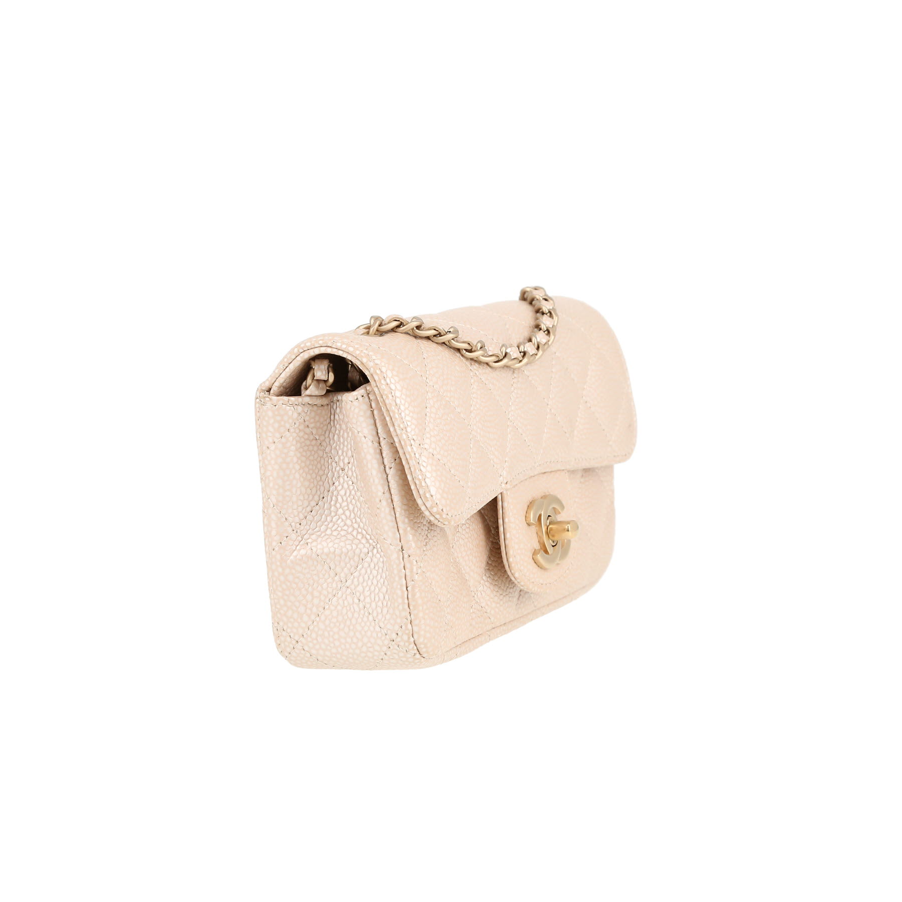 Borsa a tracolla Chanel  Mini Timeless in pelle martellata e trapuntata beige