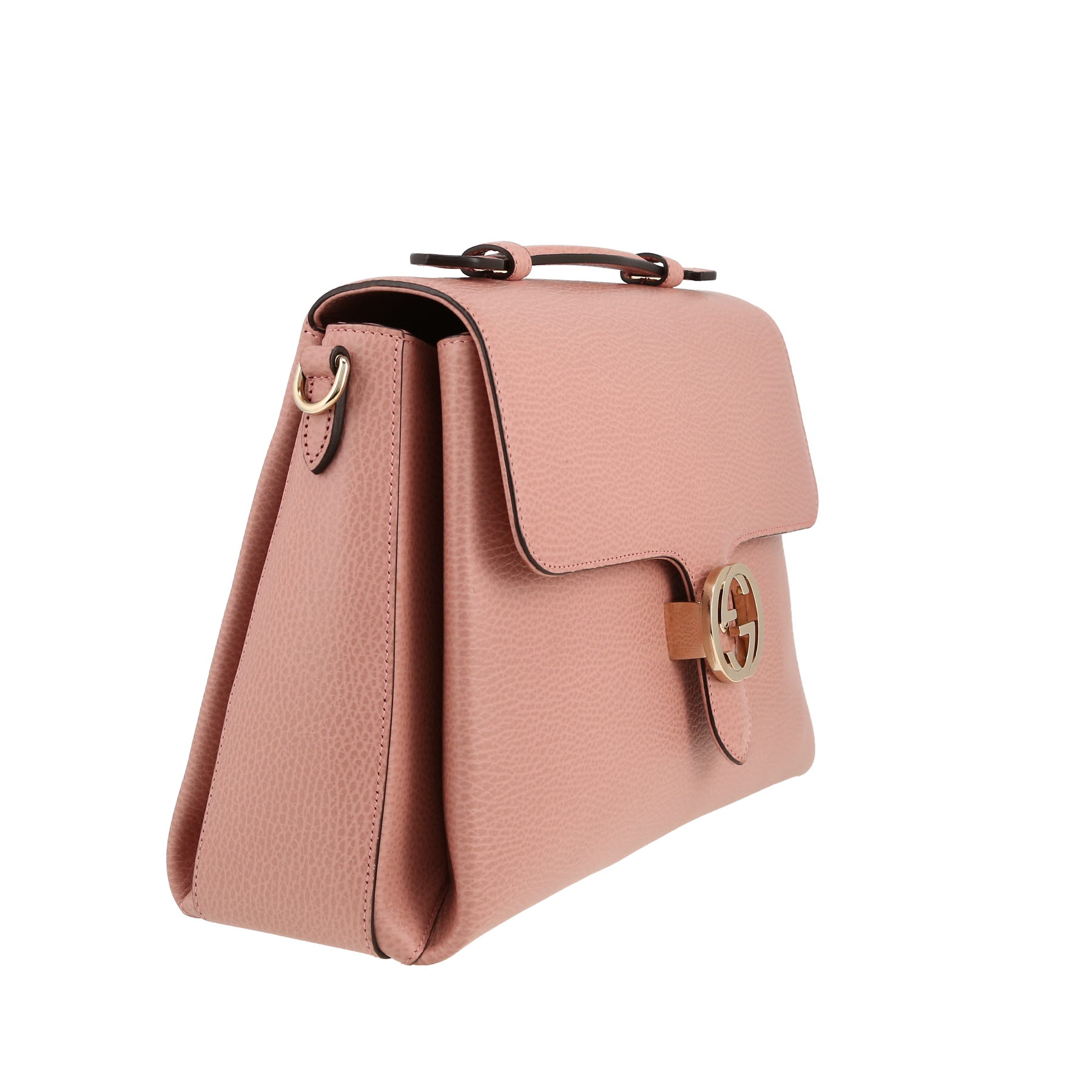 Gucci  Interlocking G shoulder bag  in pink grained leather