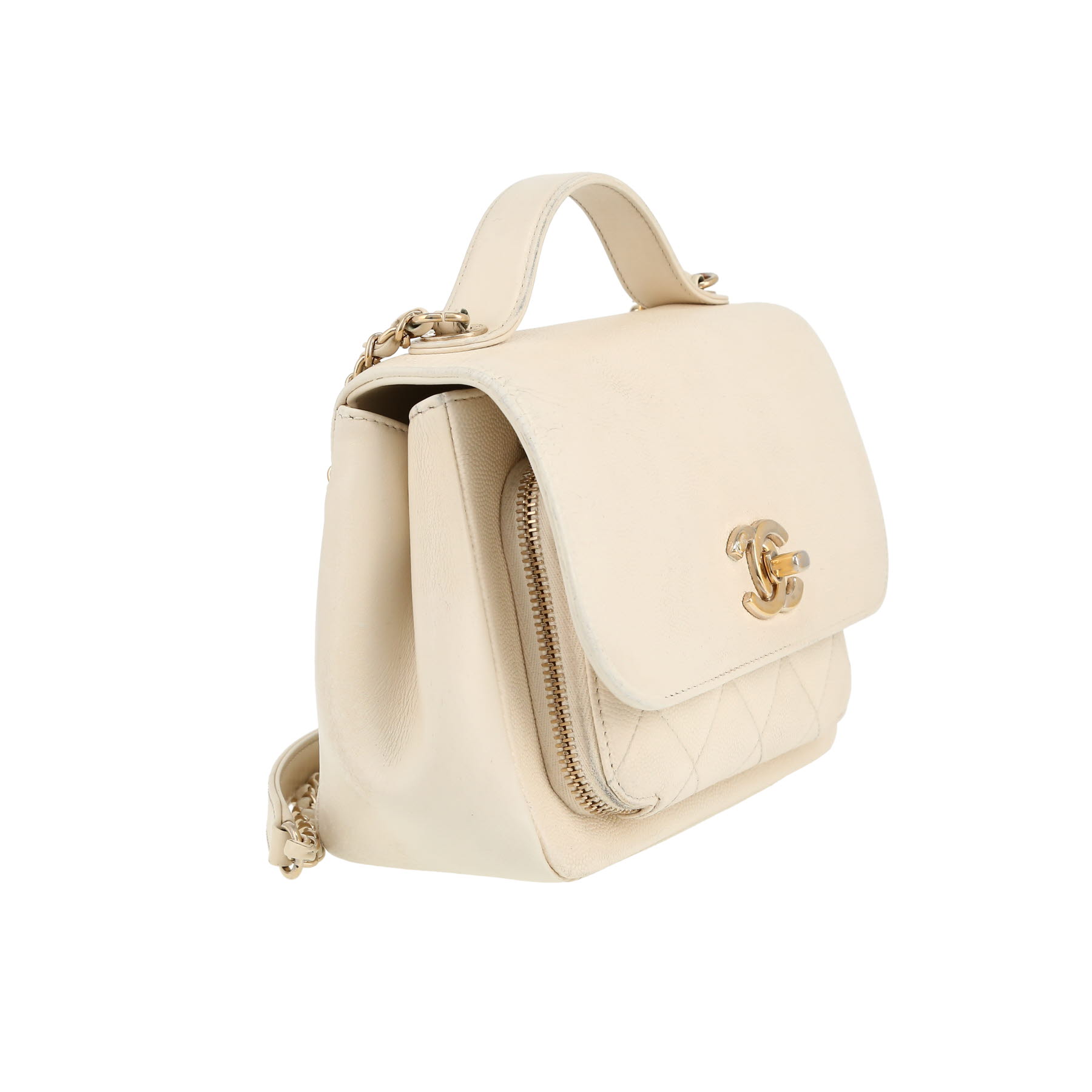 Sac bandoulière Chanel  Affinity en cuir grainé matelassé blanc