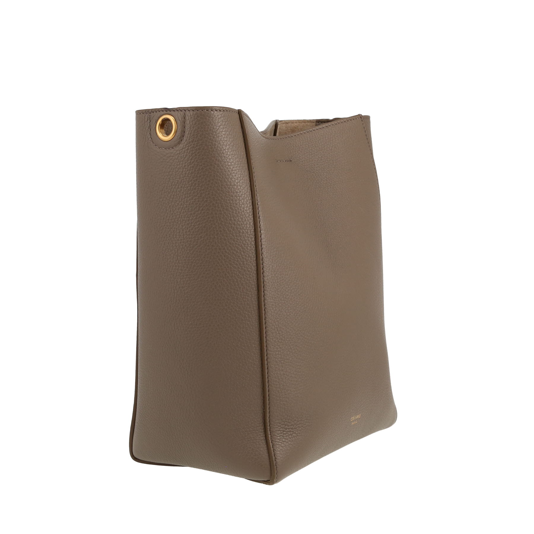 Sac à main Celine  Sac Sangle en cuir grainé taupe