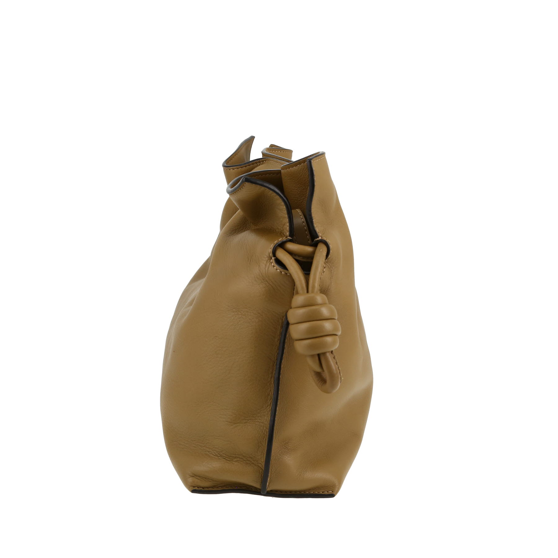 Flamenco Knot Shoulder Bag In Khaki Leather