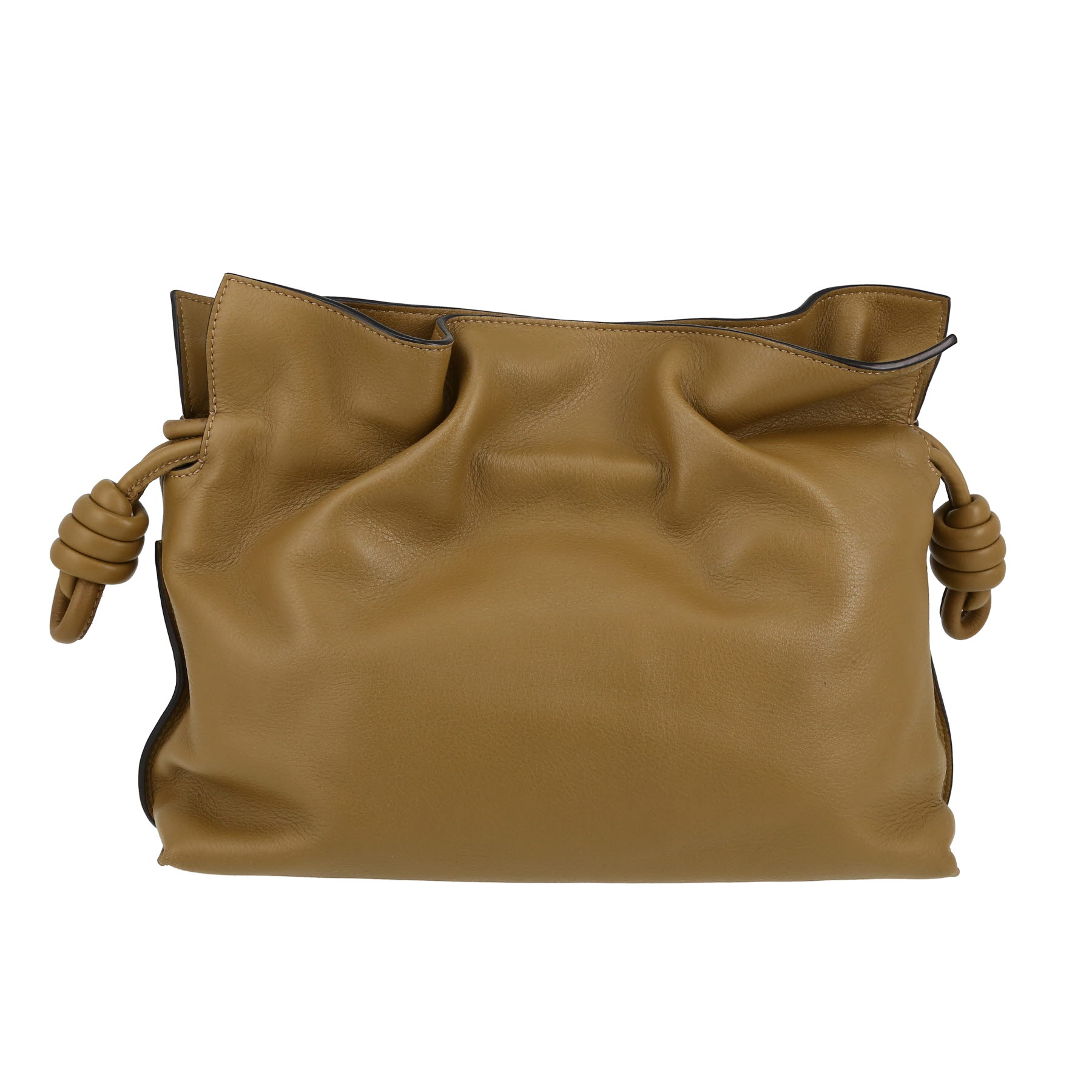 Flamenco Knot Shoulder Bag In Khaki Leather