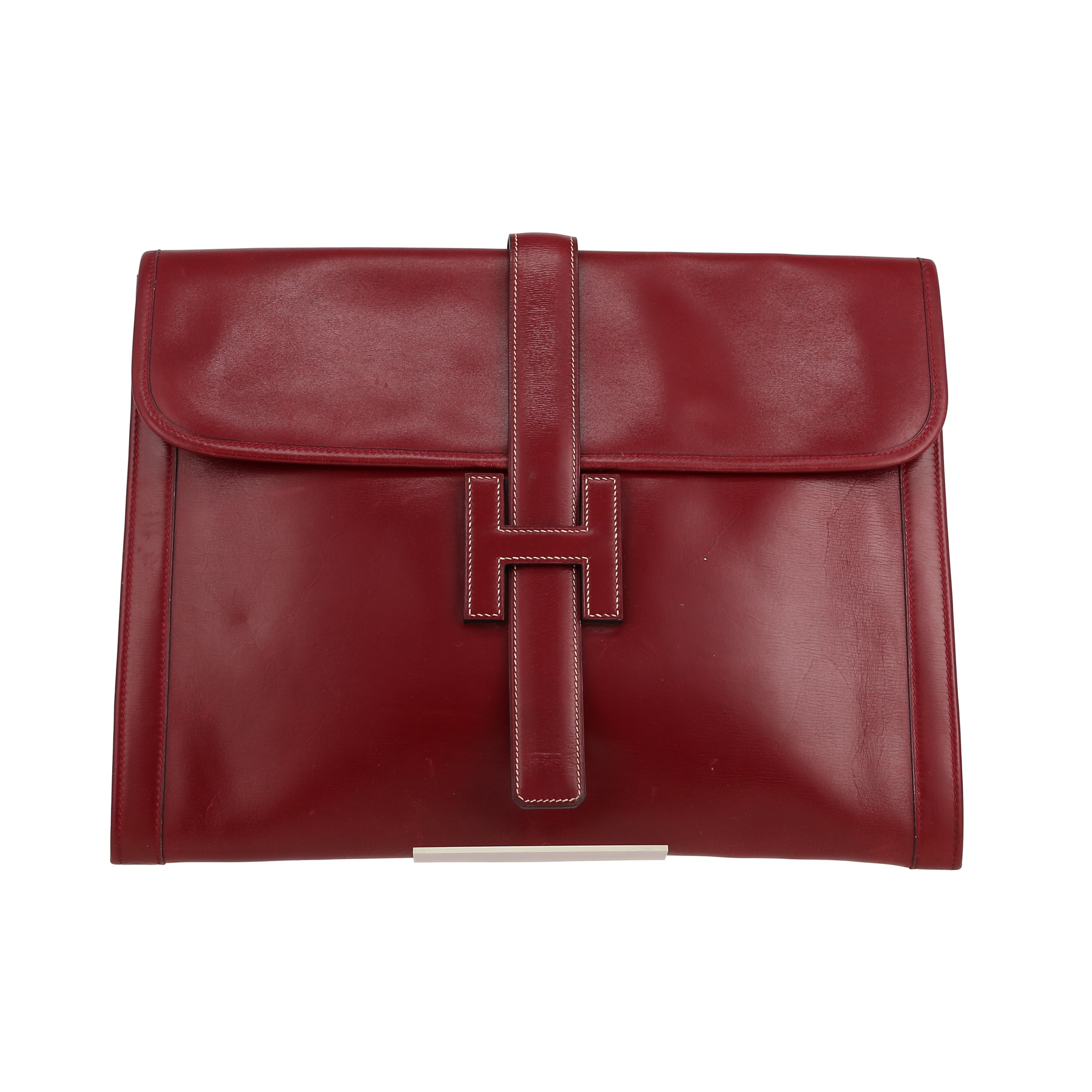 HERMES Hロゴ クラッチバッグ ボルドー Hermès Jige Clutch 410532 | Collector Square
