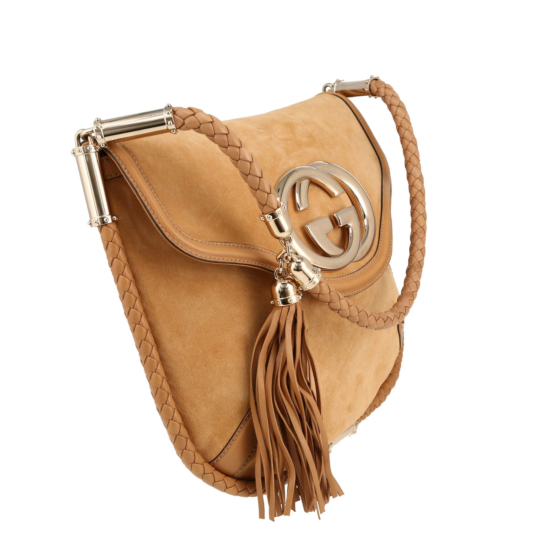 Sac porté épaule Gucci  Blondie en daim beige et cuir beige