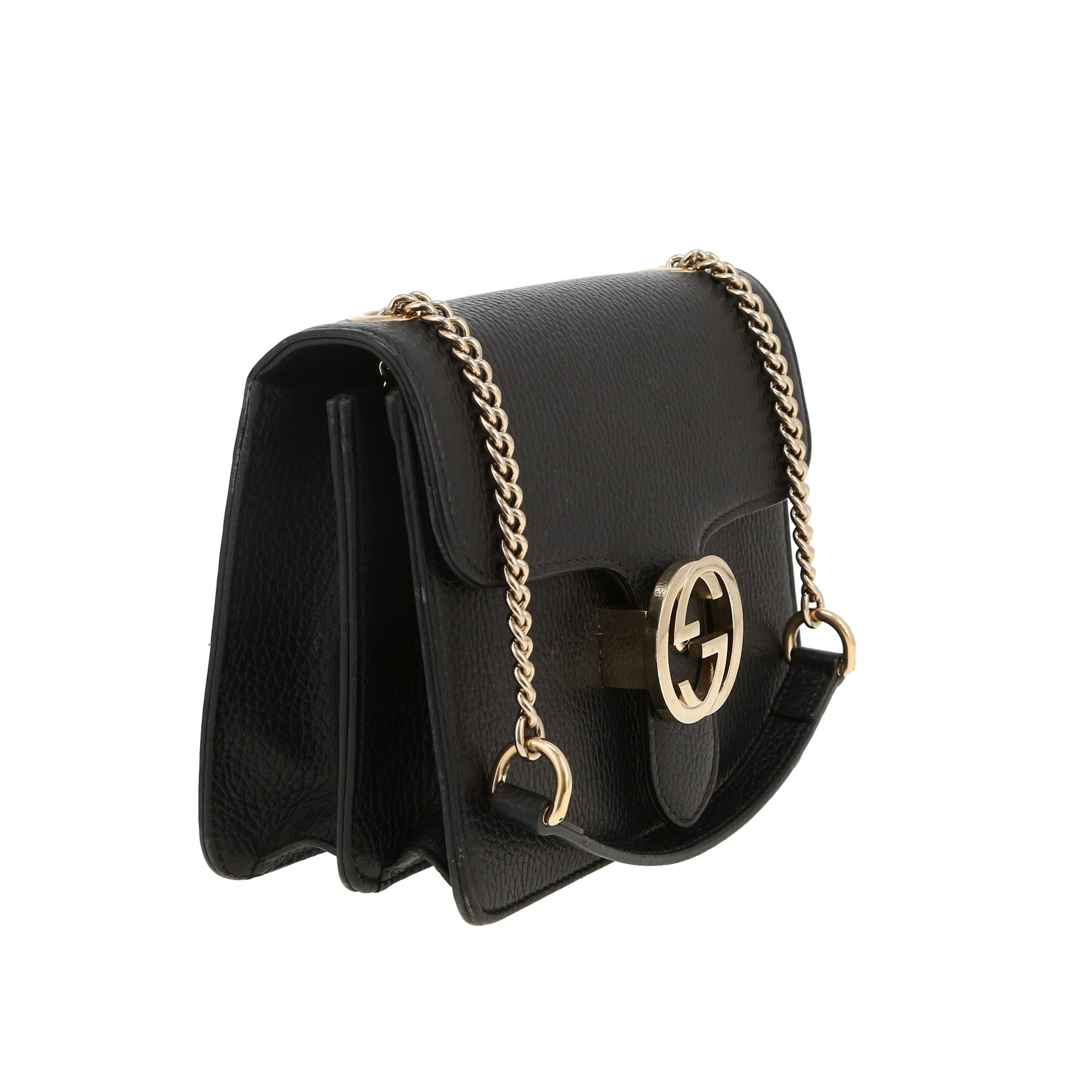 Bolso bandolera Gucci  Interlocking G en cuero granulado negro