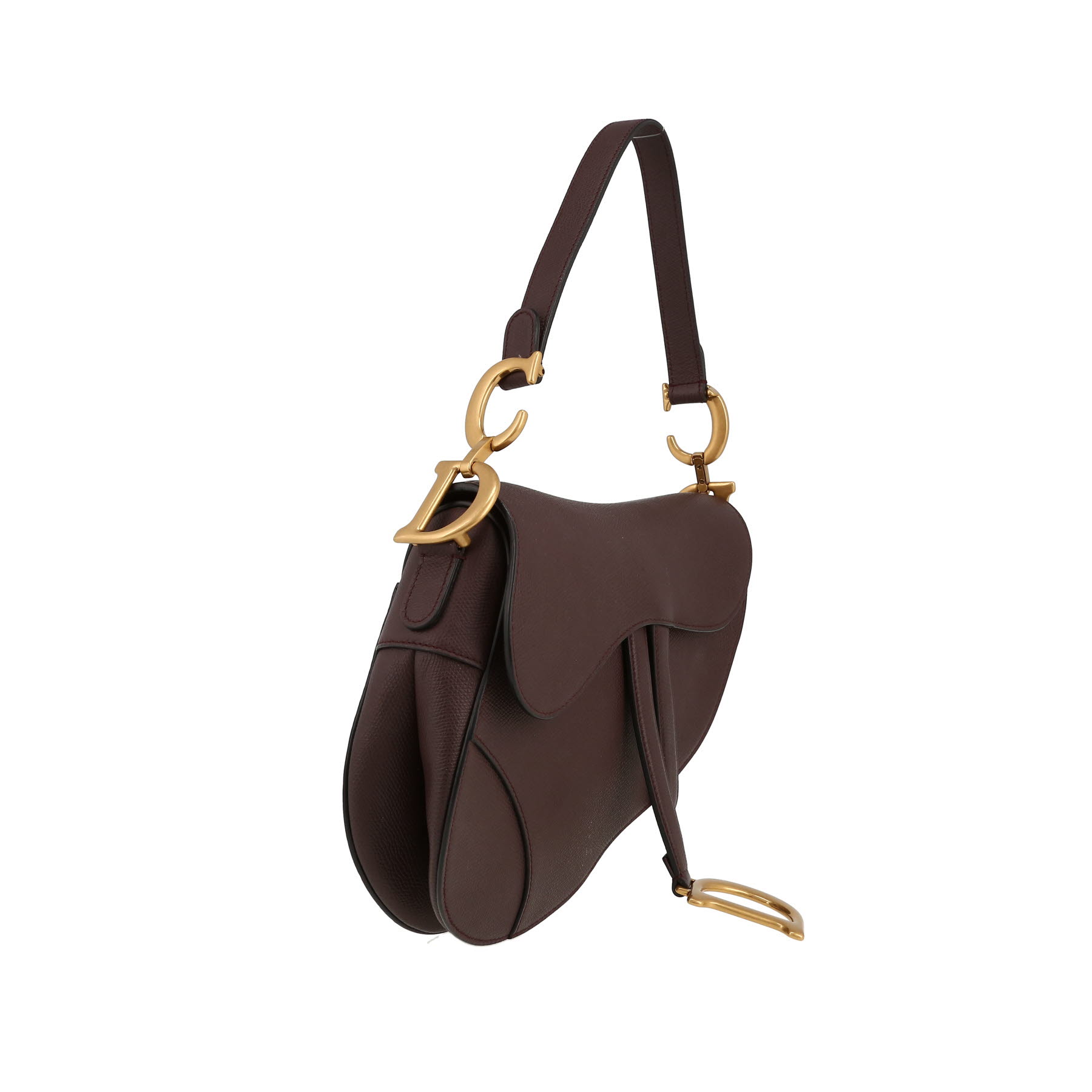 Dior  Saddle medium model  handbag  in plum grained leather