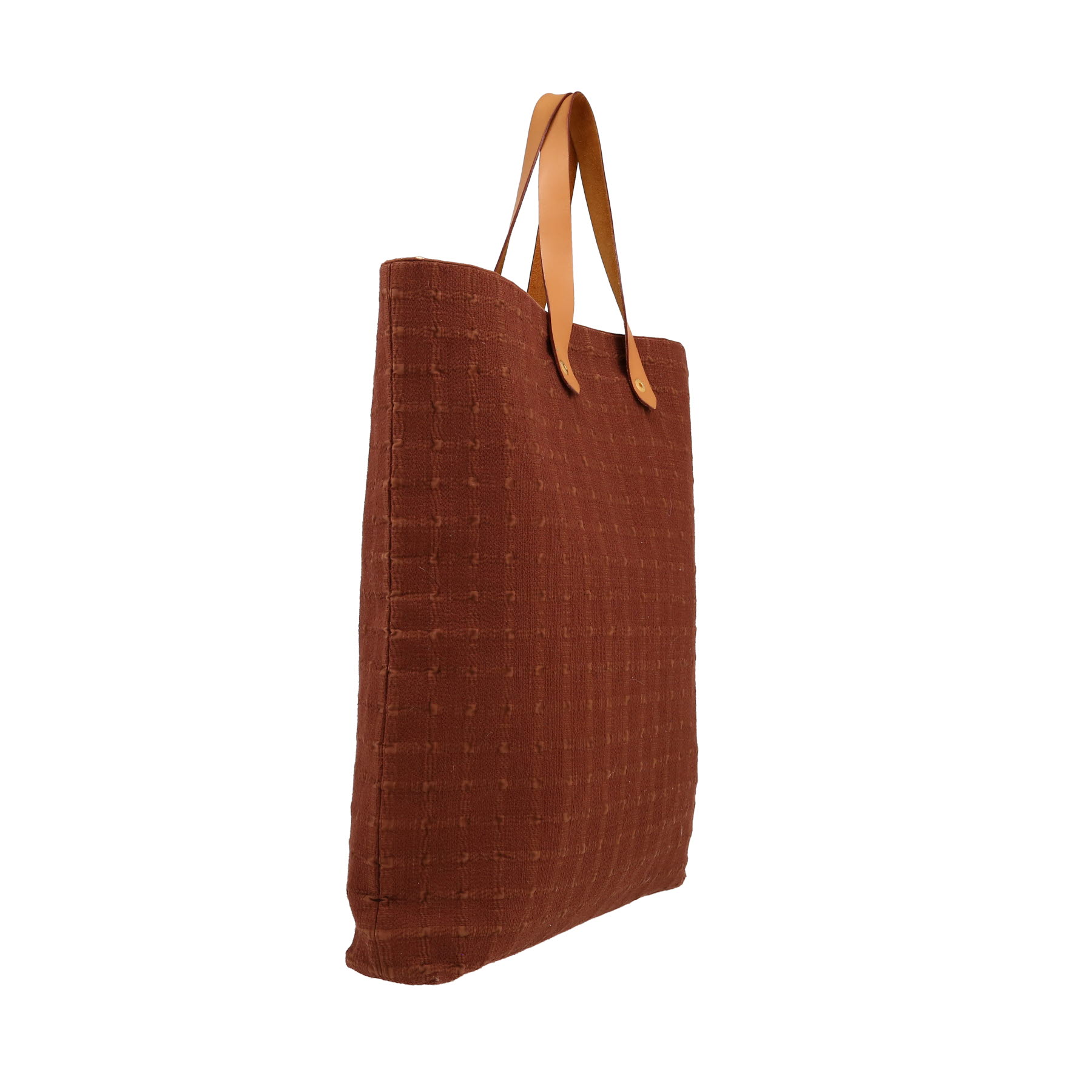 Sac cabas Hermès  Amedaba en toile bordeaux et cuir gold