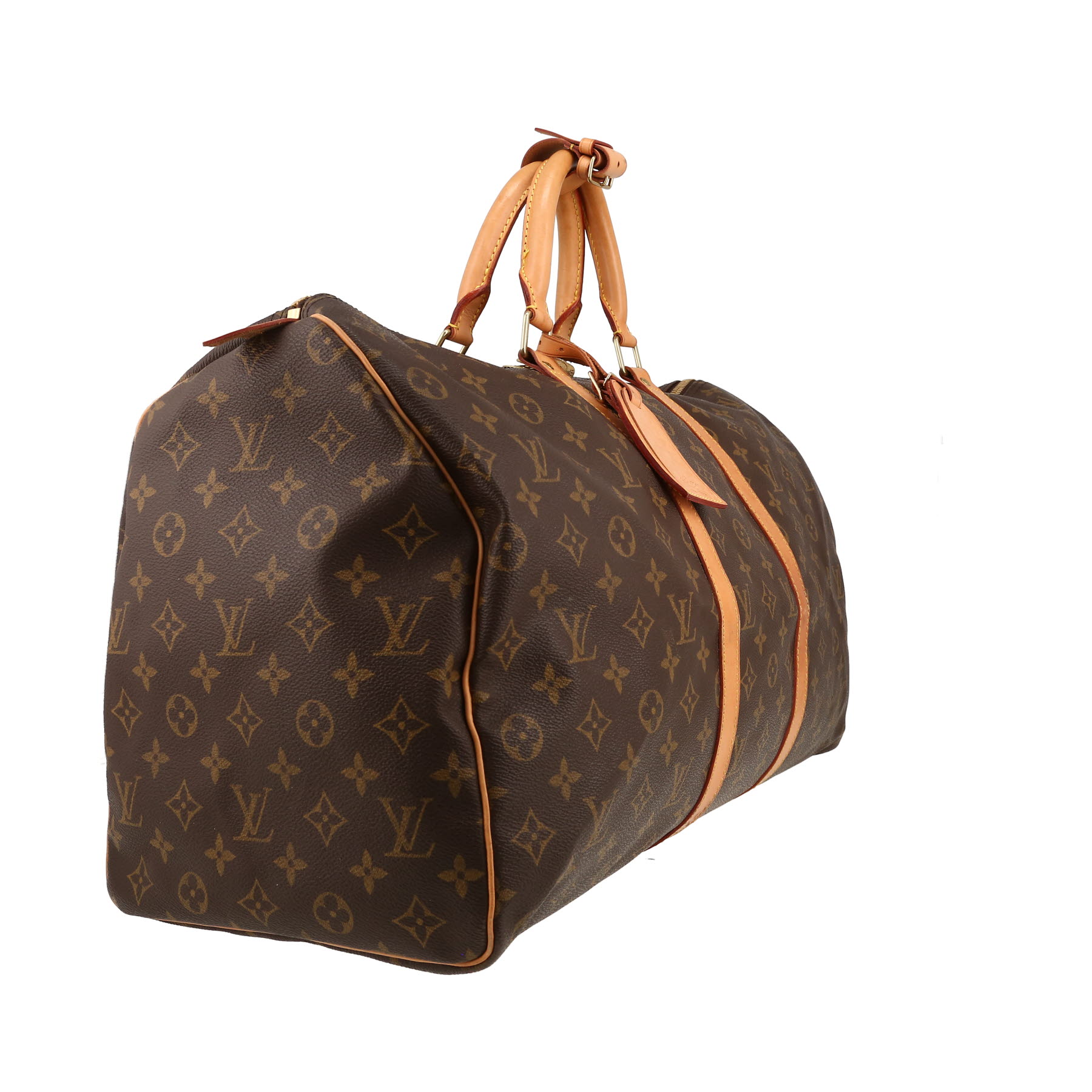 Louis Vuitton  Keepall 50 travel bag  in brown monogram canvas  and natural leather