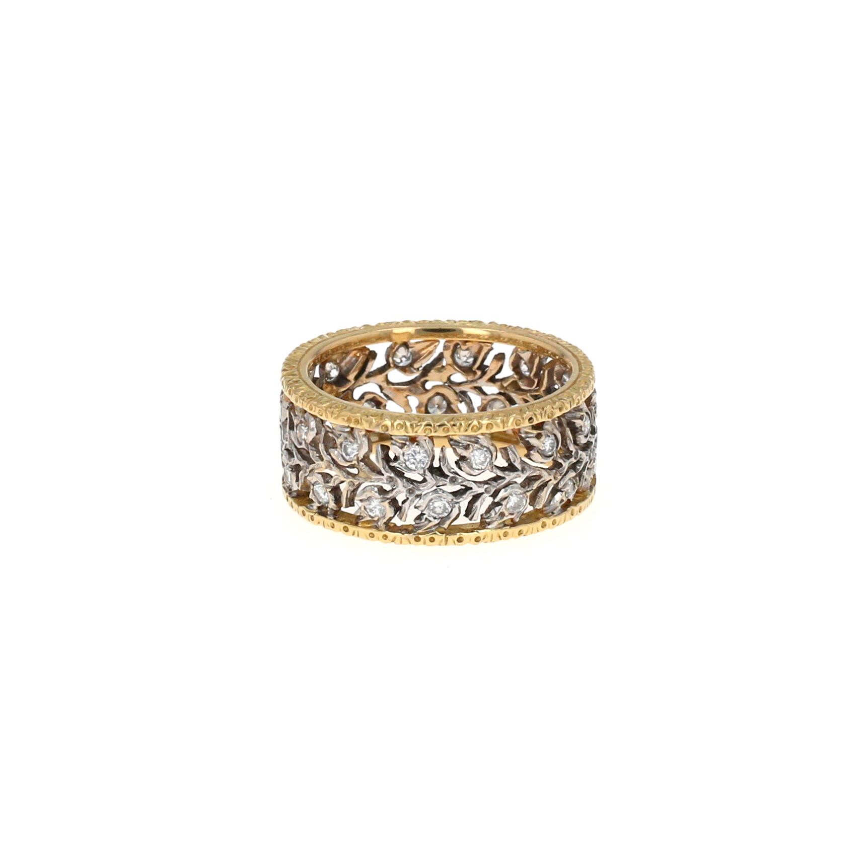 Bague Buccellati Eternelle Ramage en or jaune, or blanc et diamants