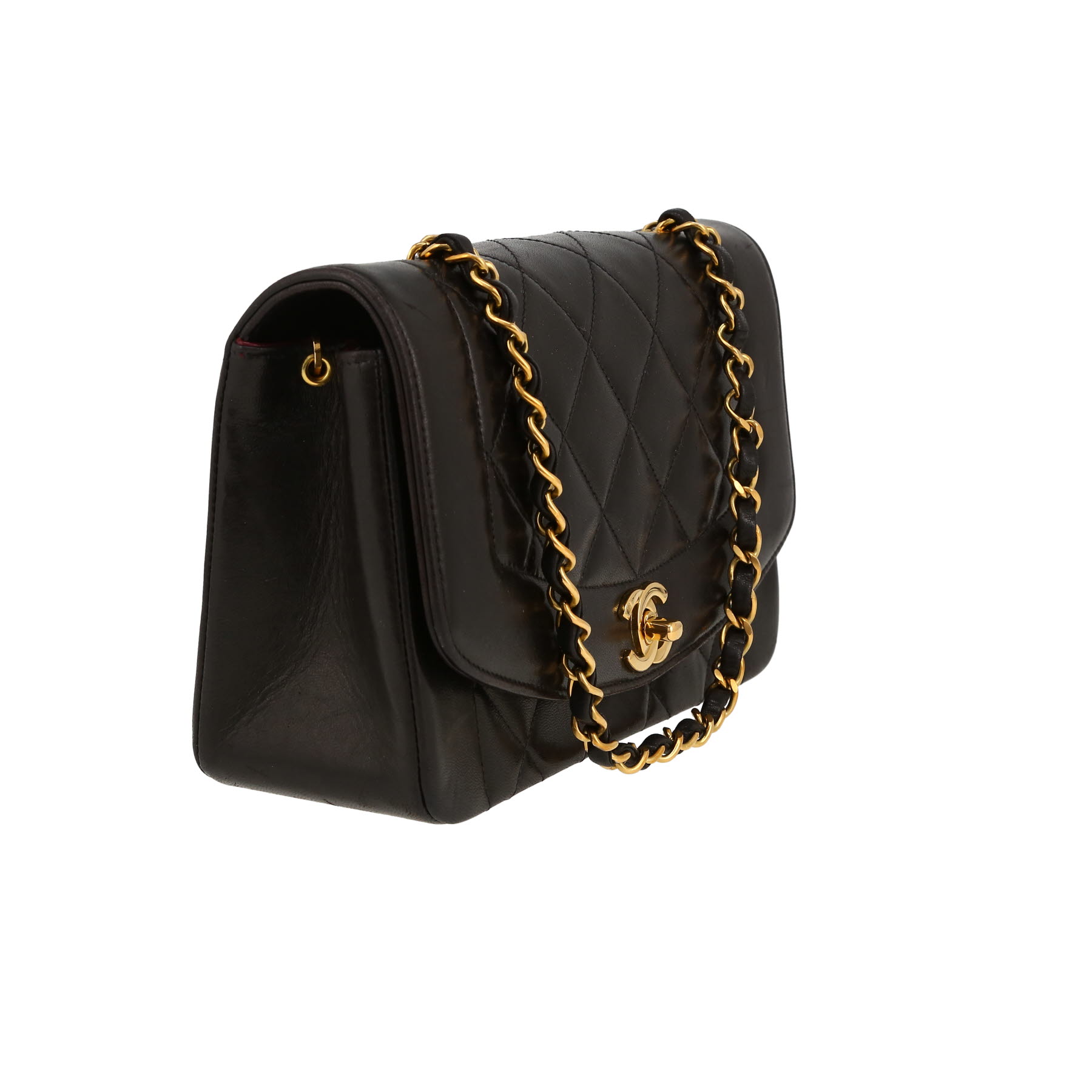 Sac bandoulière Chanel  Diana en cuir matelassé noir