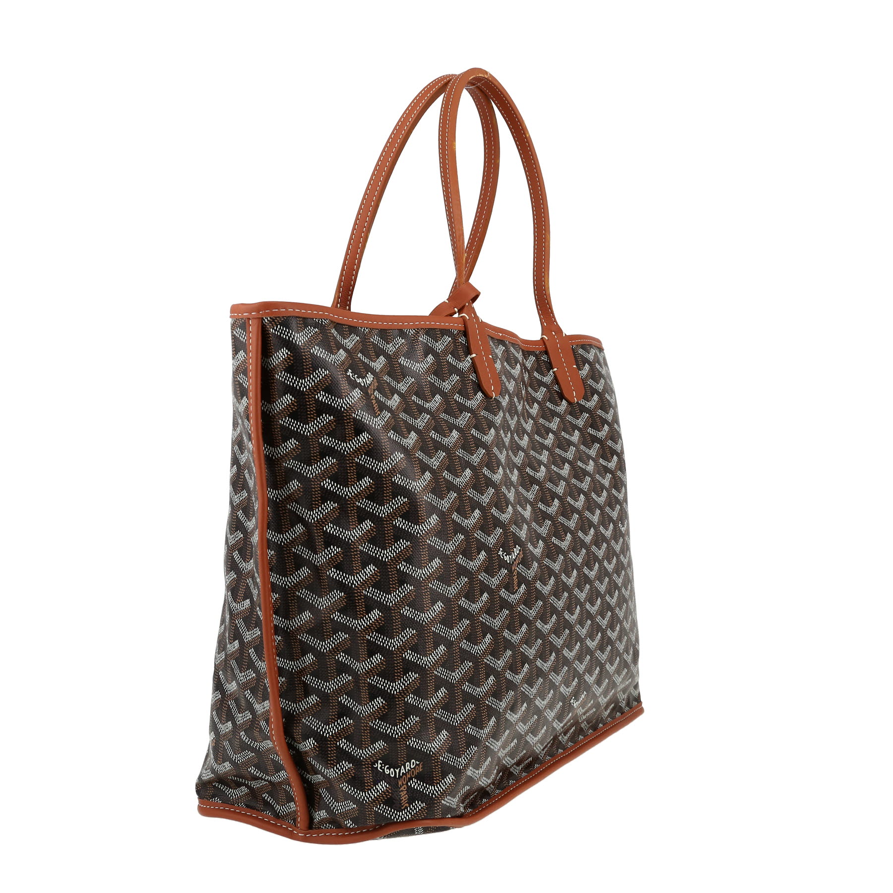Shopping bag Goyard  Anjou in tela Goyardine nera e pelle marrone