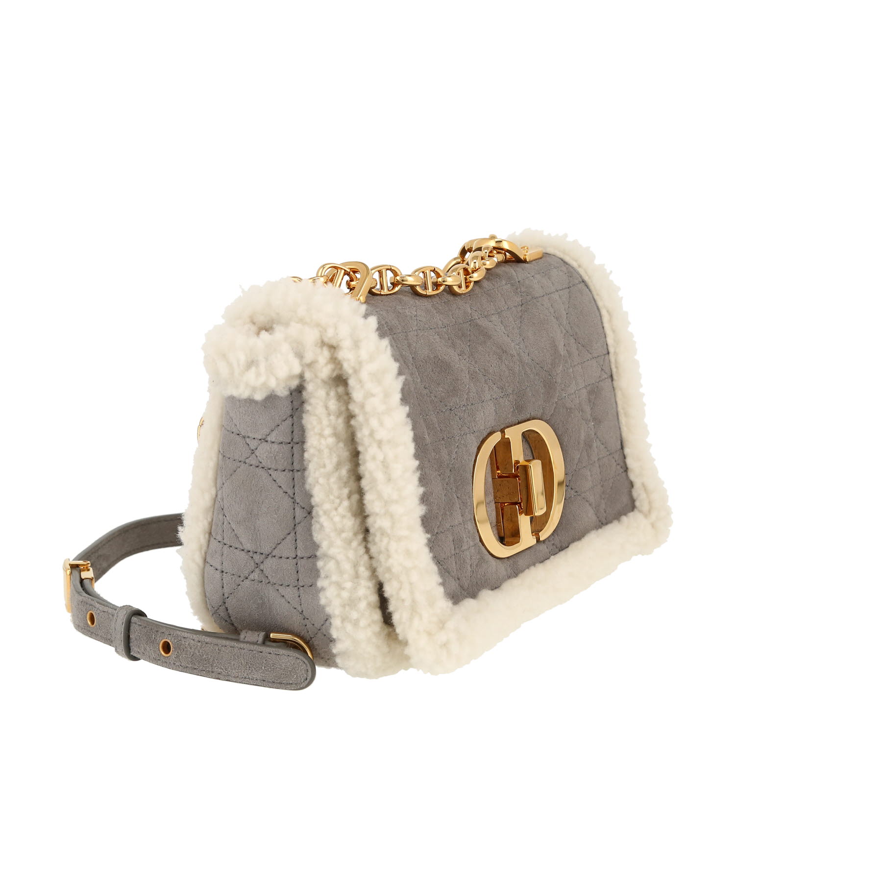 Bolso bandolera Dior  Caro en cuero de obeja volteado gris