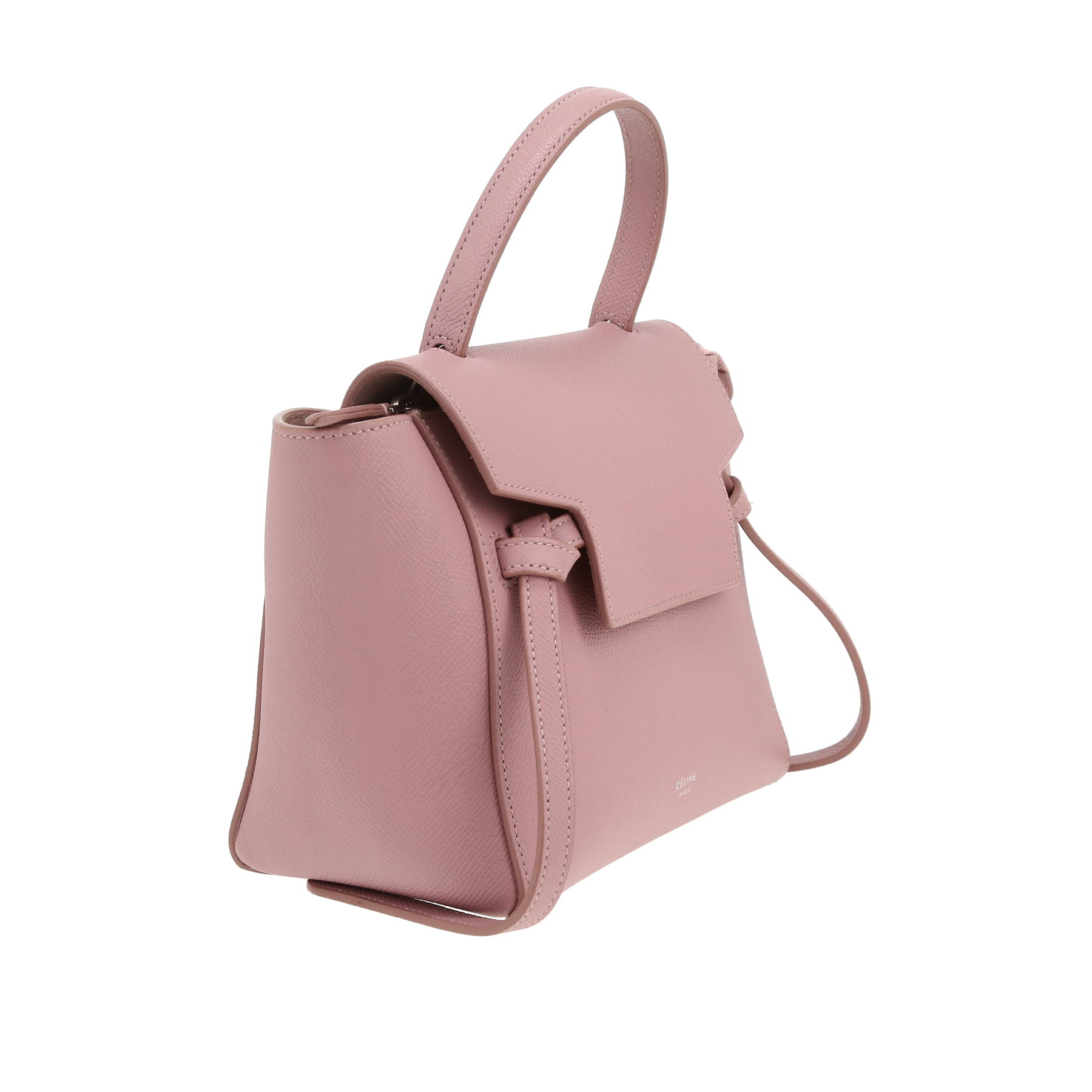 Celine  Belt Nano shoulder bag  in pink grained leather