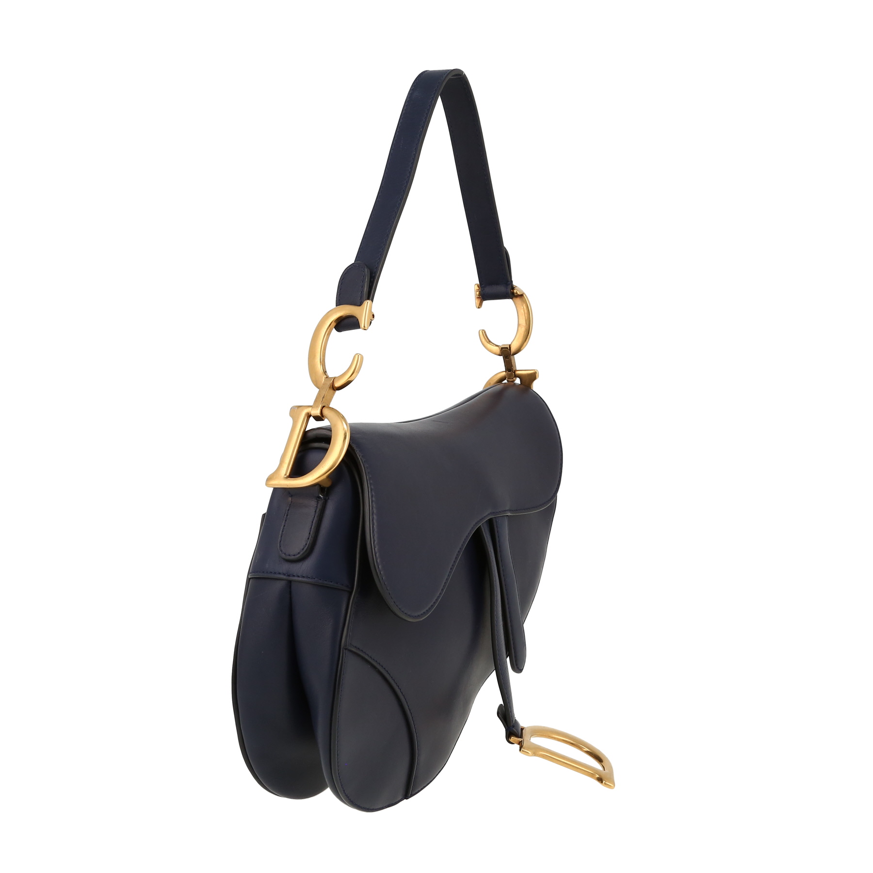 Dior  Saddle medium model  handbag  in navy blue smooth leather