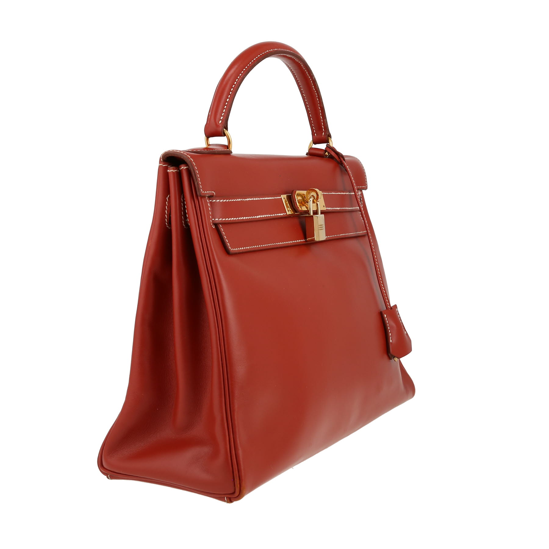 Hermès  Kelly 32 cm handbag  in brick red box leather