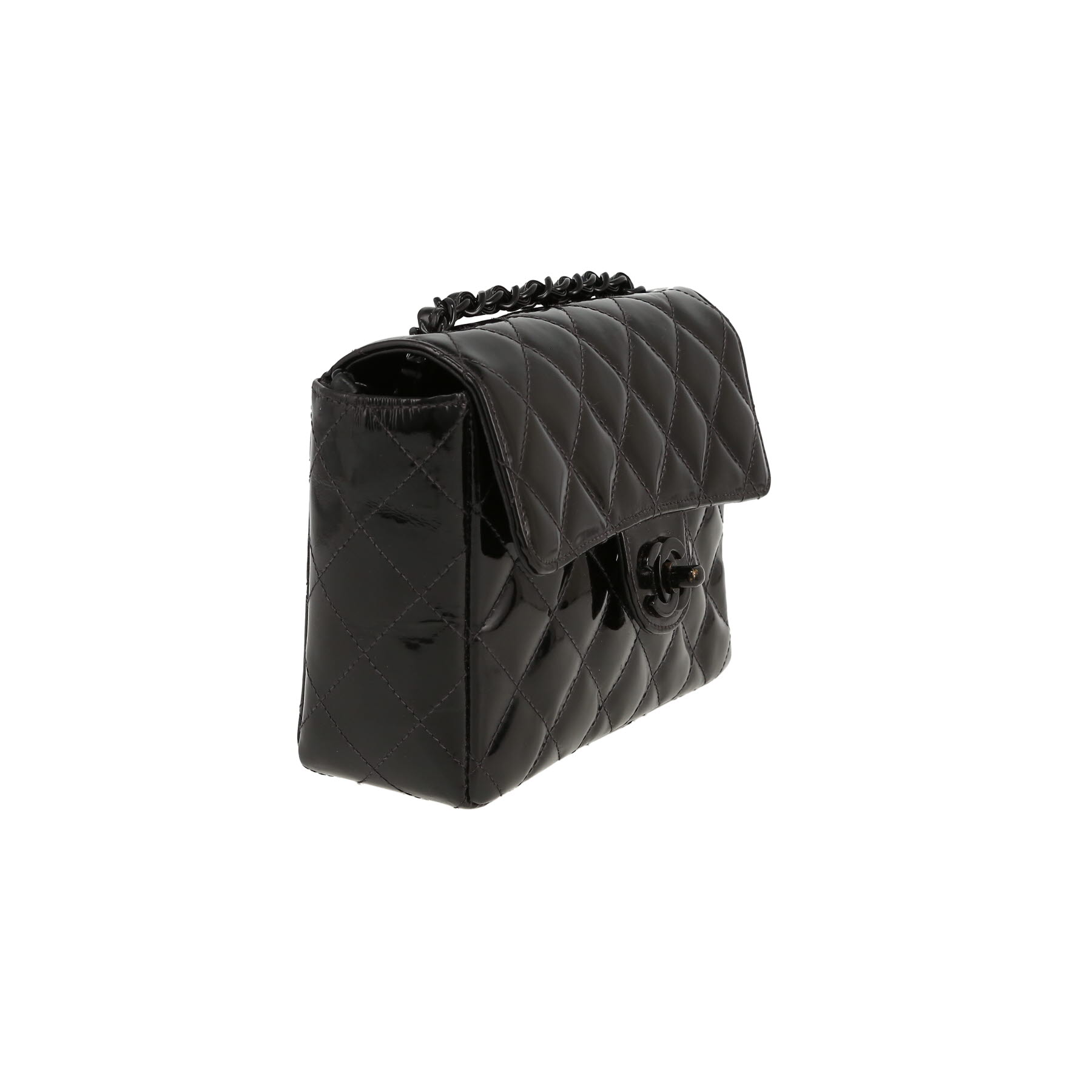 Chanel  Timeless Mini handbag  in black patent quilted leather