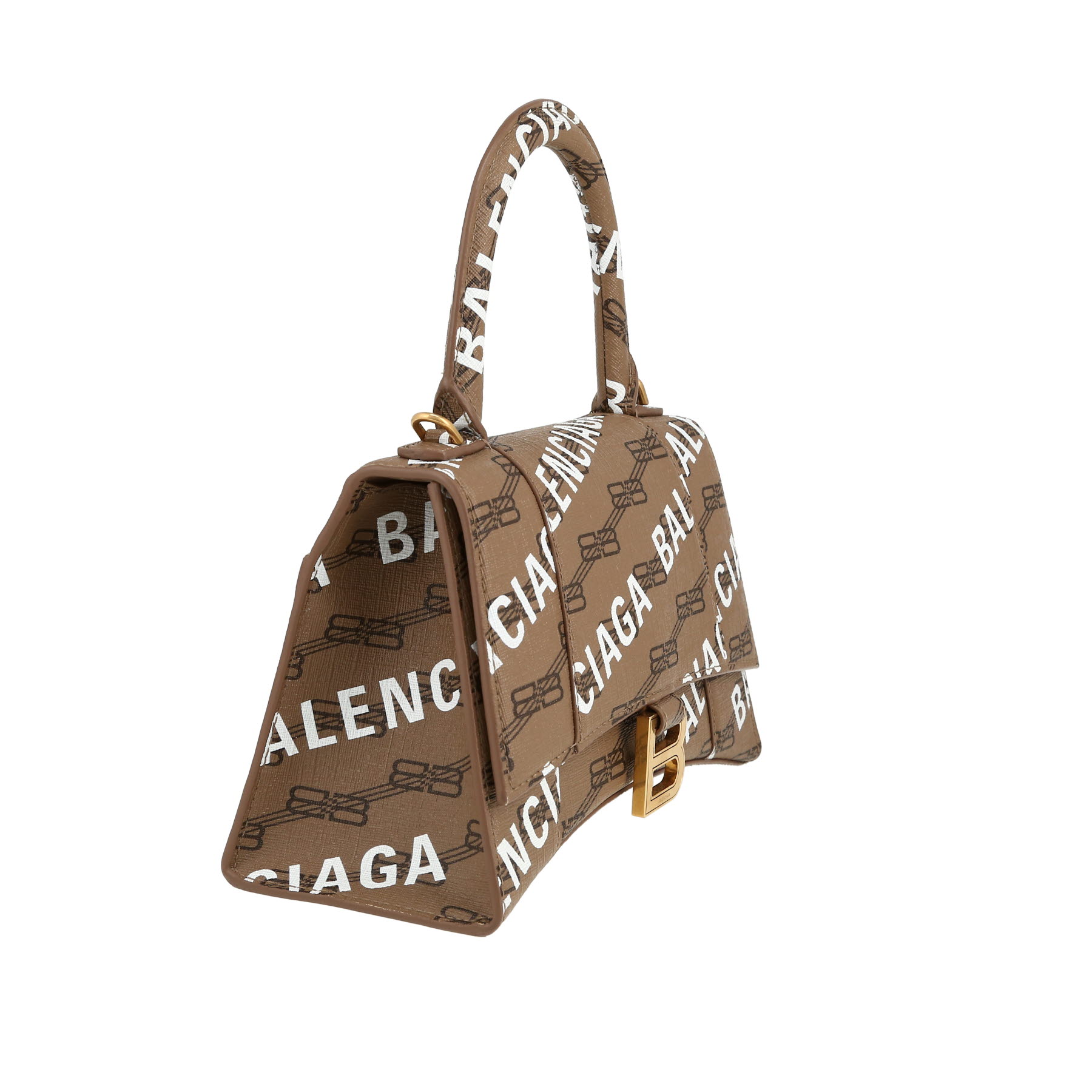 Bolso de mano Balenciaga  Hourglass en tela monogram beige y cuero