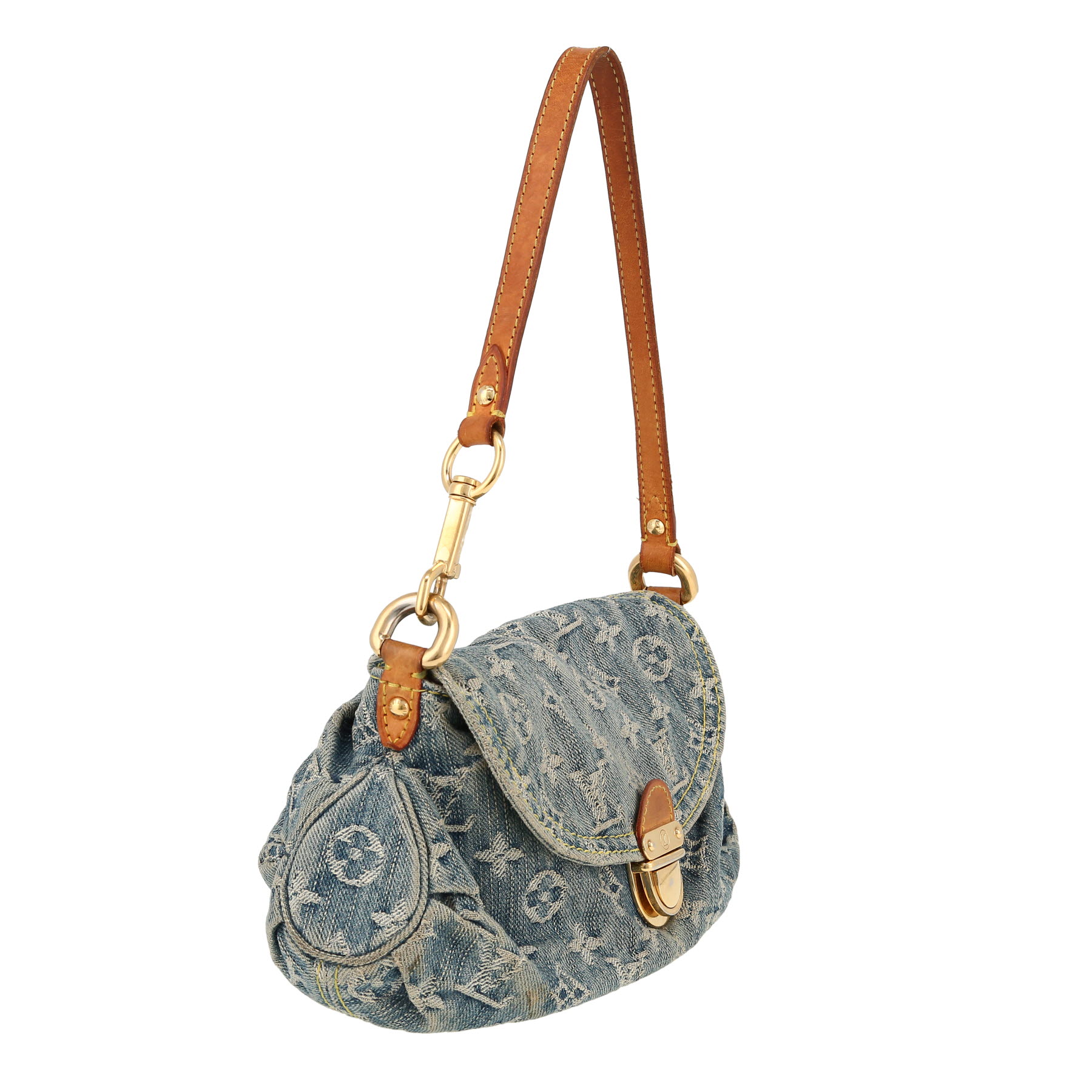 Louis Vuitton  Pleaty small model  handbag  in blue monogram denim canvas  and natural leather