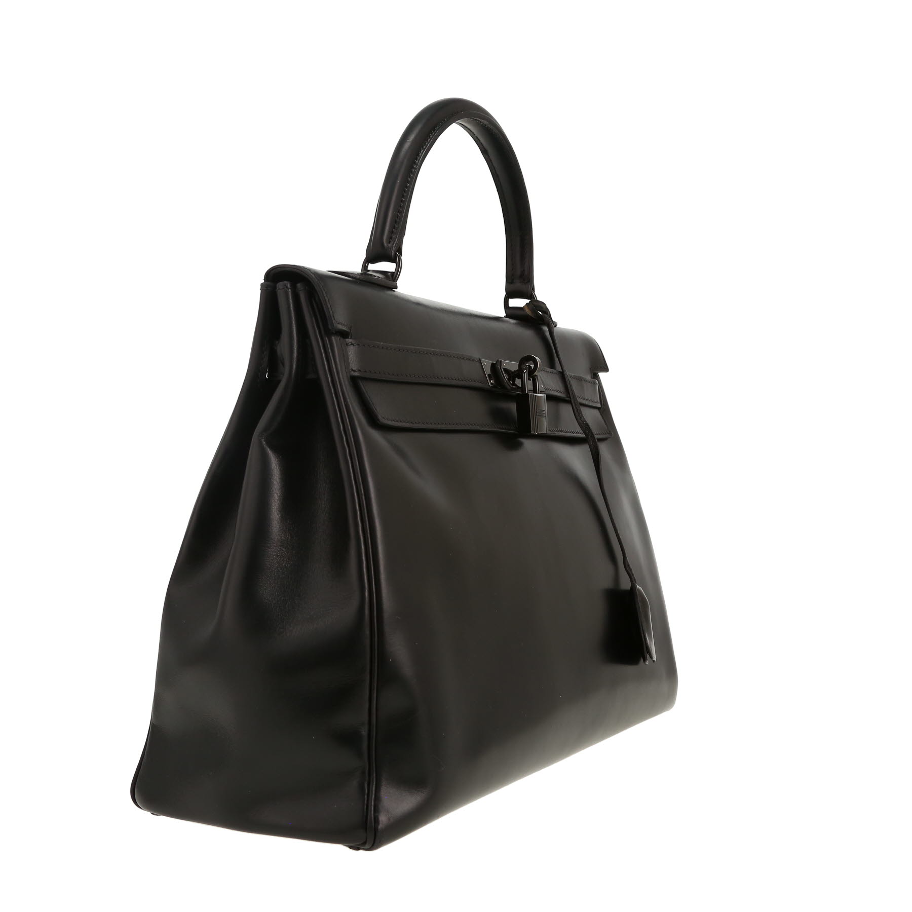 Bolso de mano Hermès  Kelly So Black en cuero box negro