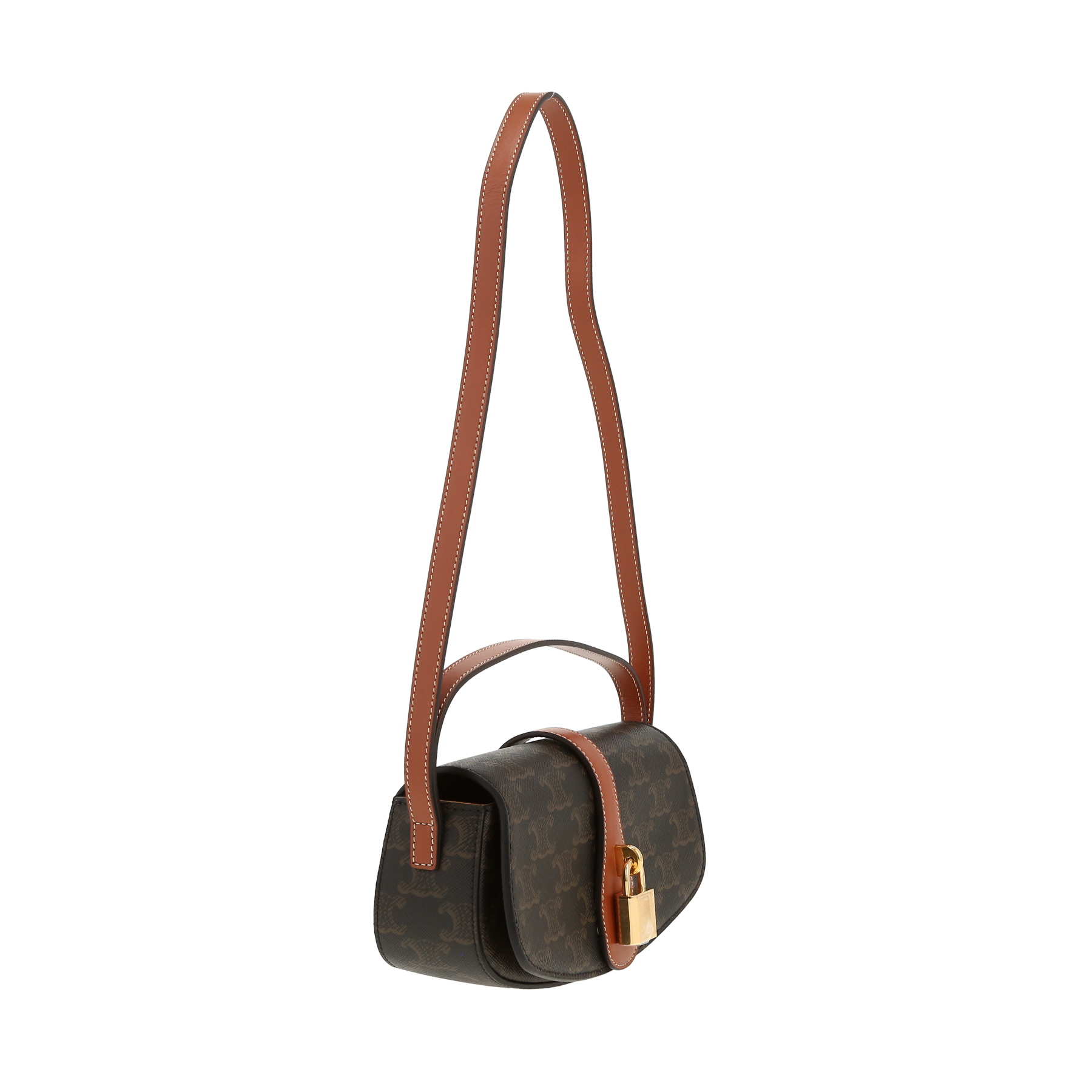 Celine  Tabou shoulder bag  in brown "Triomphe" canvas  and brown leather