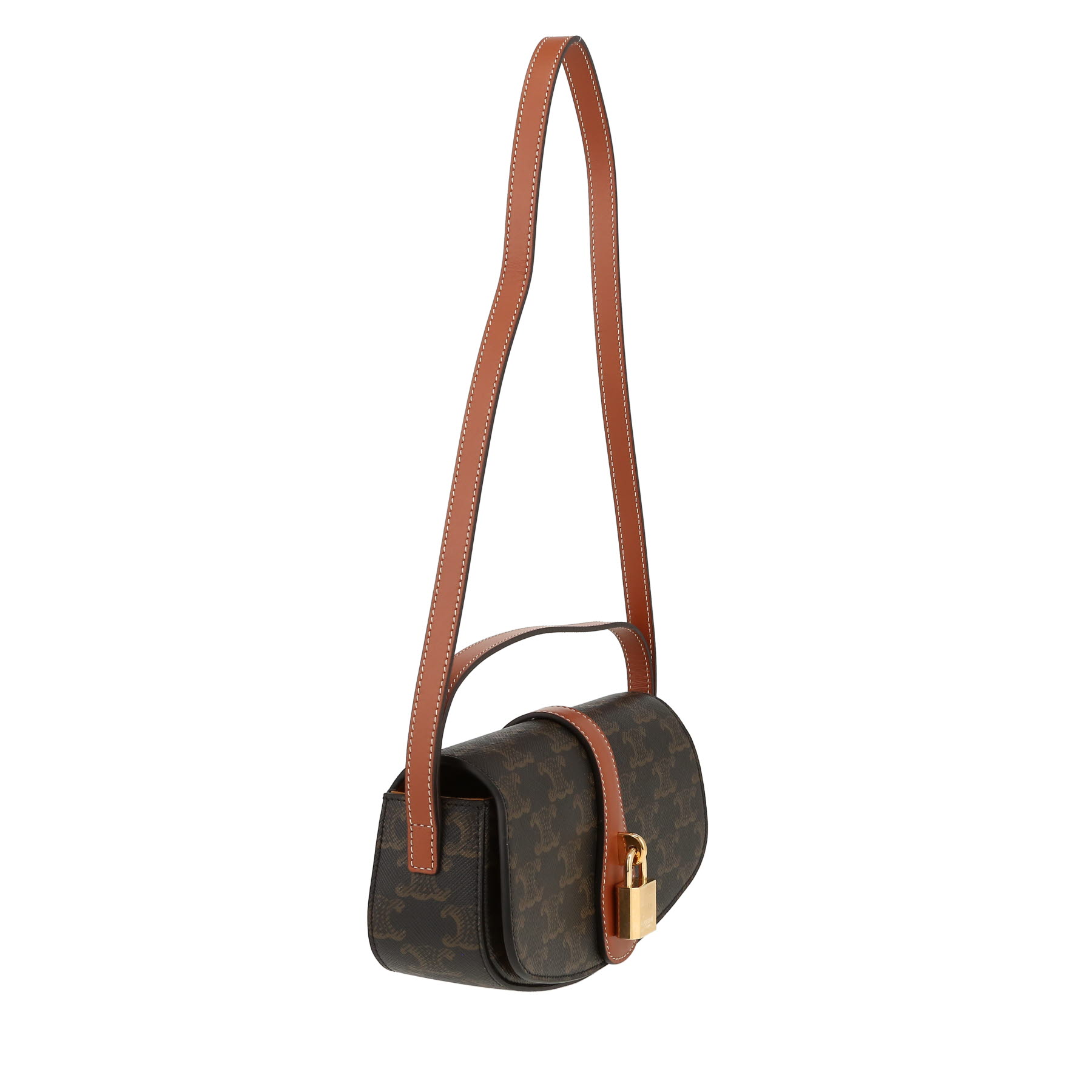 Celine  Tabou shoulder bag  in brown "Triomphe" canvas  and brown leather