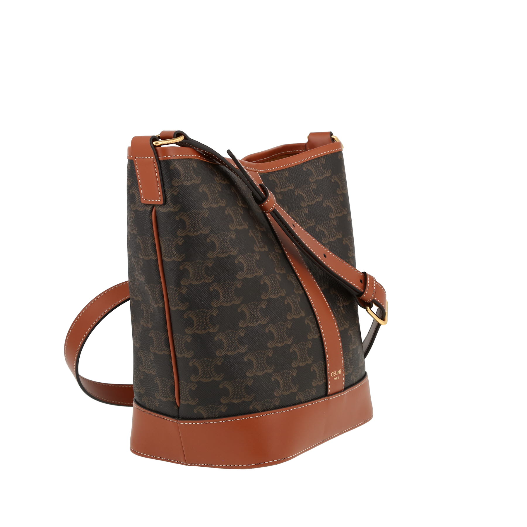 Celine  Seau small model  shoulder bag  in brown monogram canvas  and brown leather