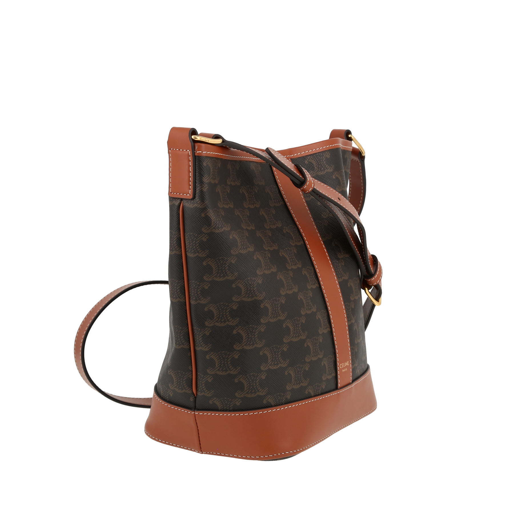 Celine  Seau small model  shoulder bag  in brown monogram canvas  and brown leather
