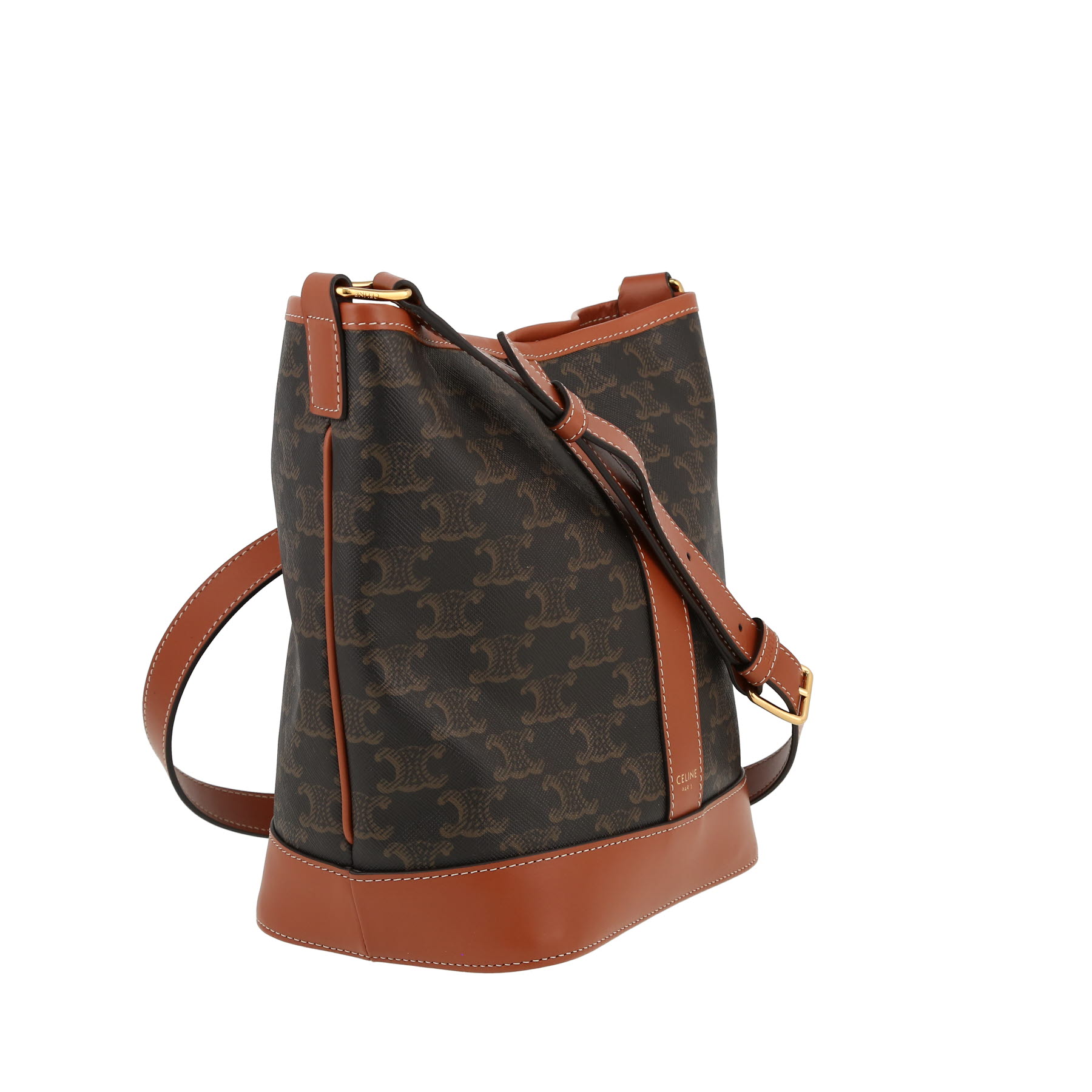 Celine  Seau small model  shoulder bag  in brown monogram canvas  and brown leather