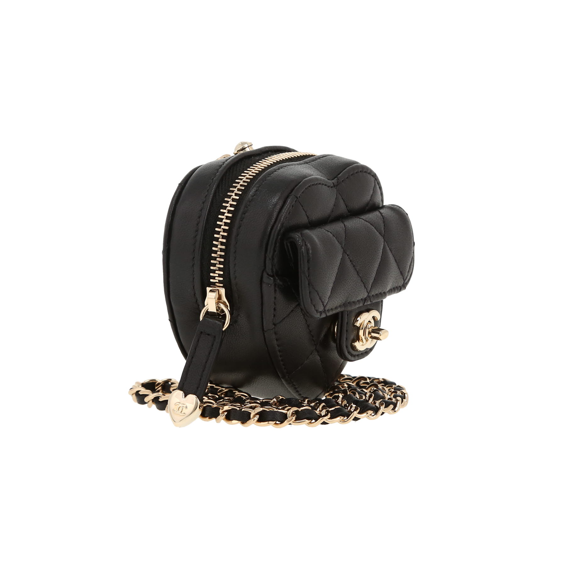 Borsa a tracolla Chanel  Heart bag mini  in pelle trapuntata nera