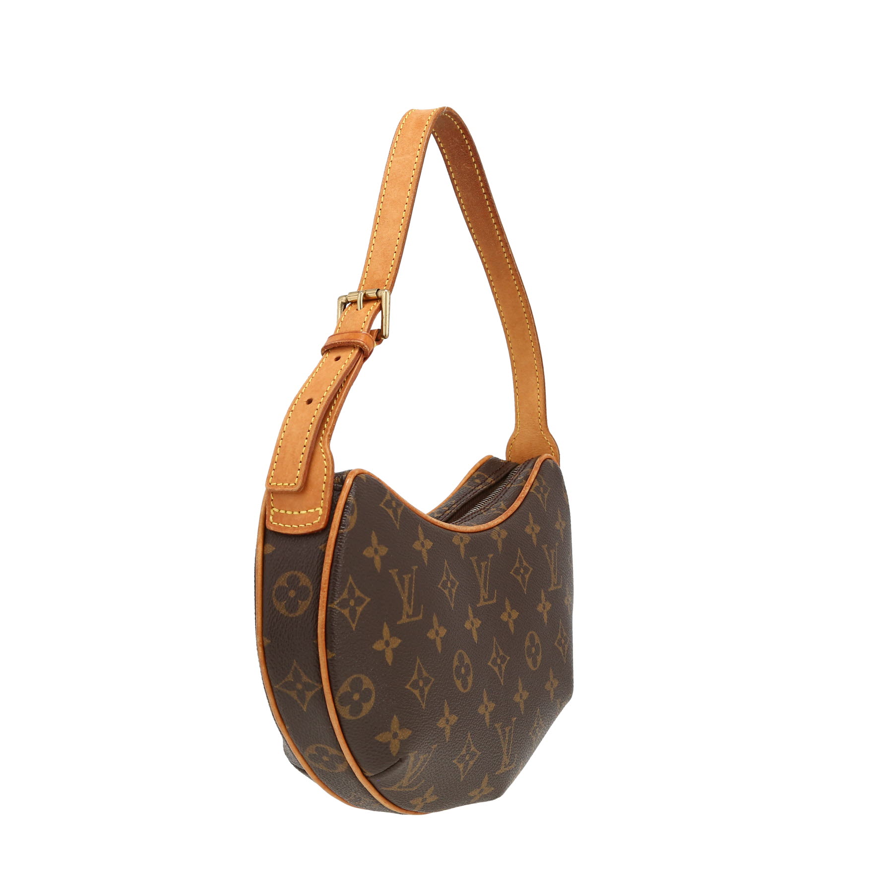 Borsa Louis Vuitton  Croissant modello piccolo  in tela monogram marrone e pelle naturale
