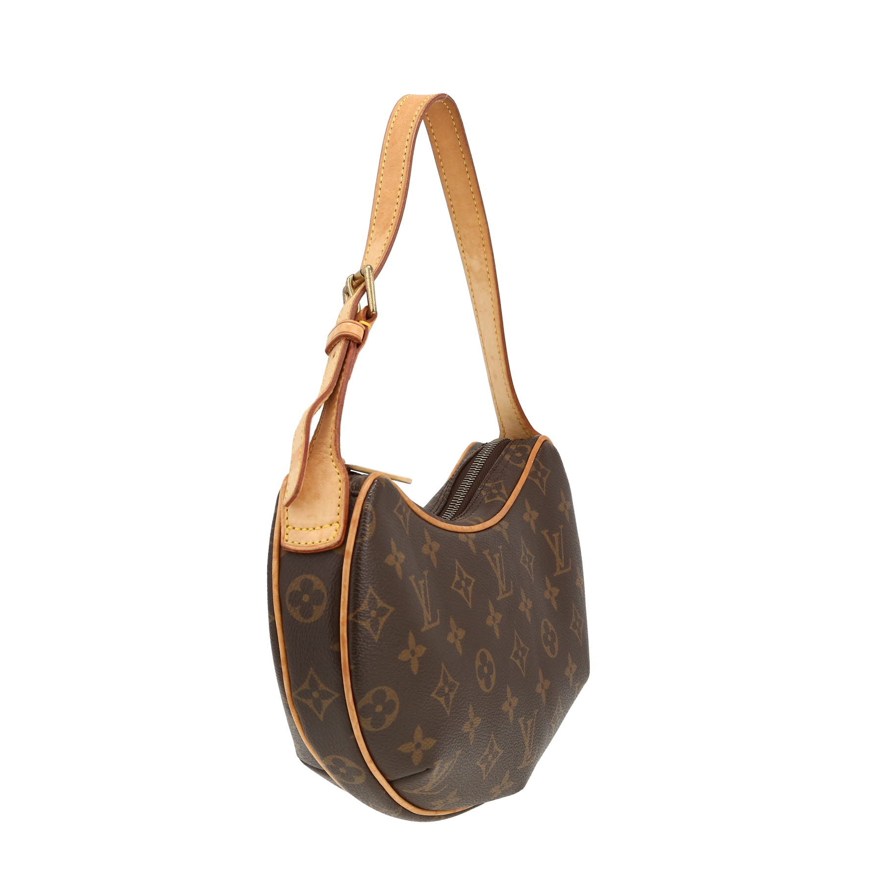 Borsa Louis Vuitton  Croissant modello piccolo  in tela monogram marrone e pelle naturale