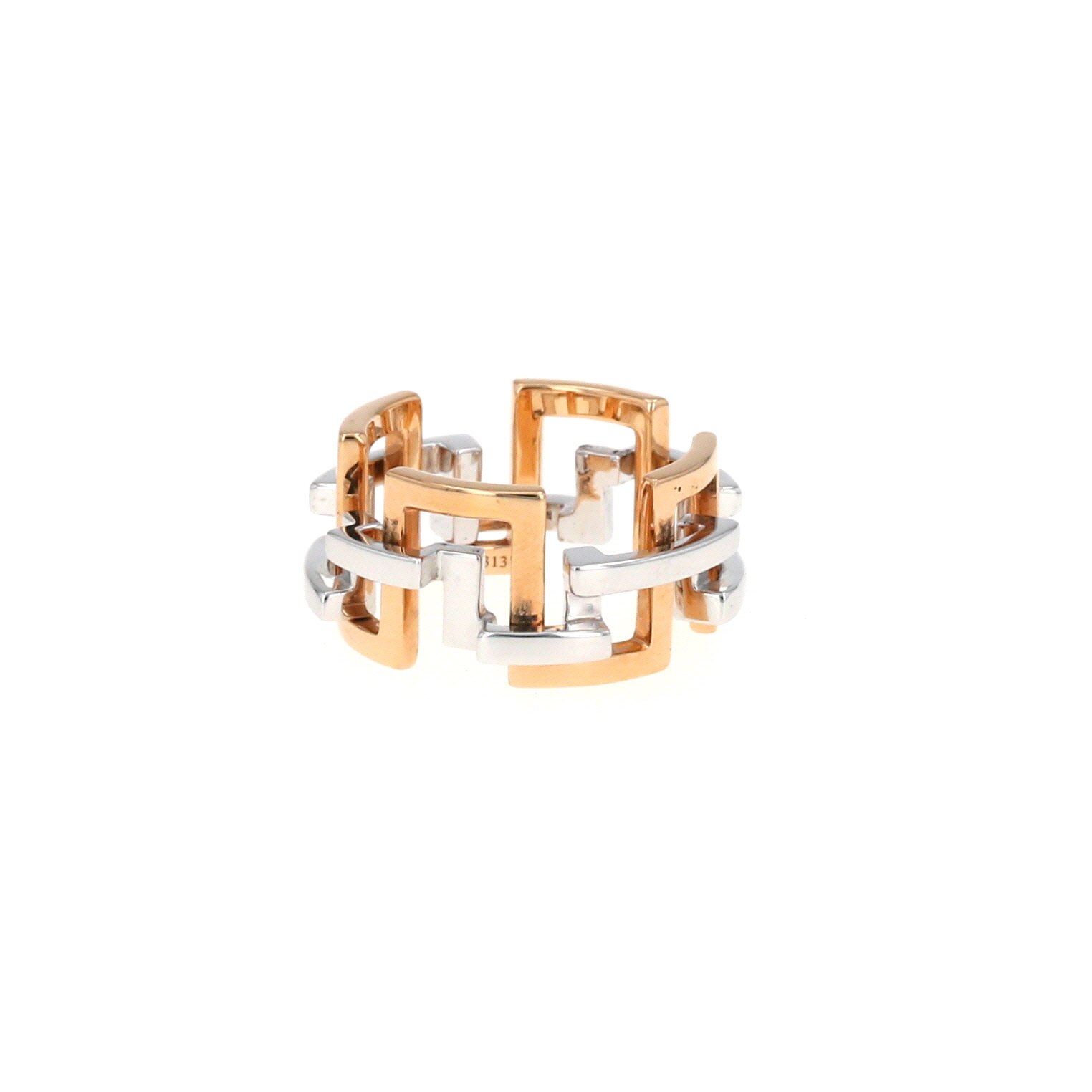 Sortija semiarticulada Mellerio Graphic de oro rosa y oro blanco