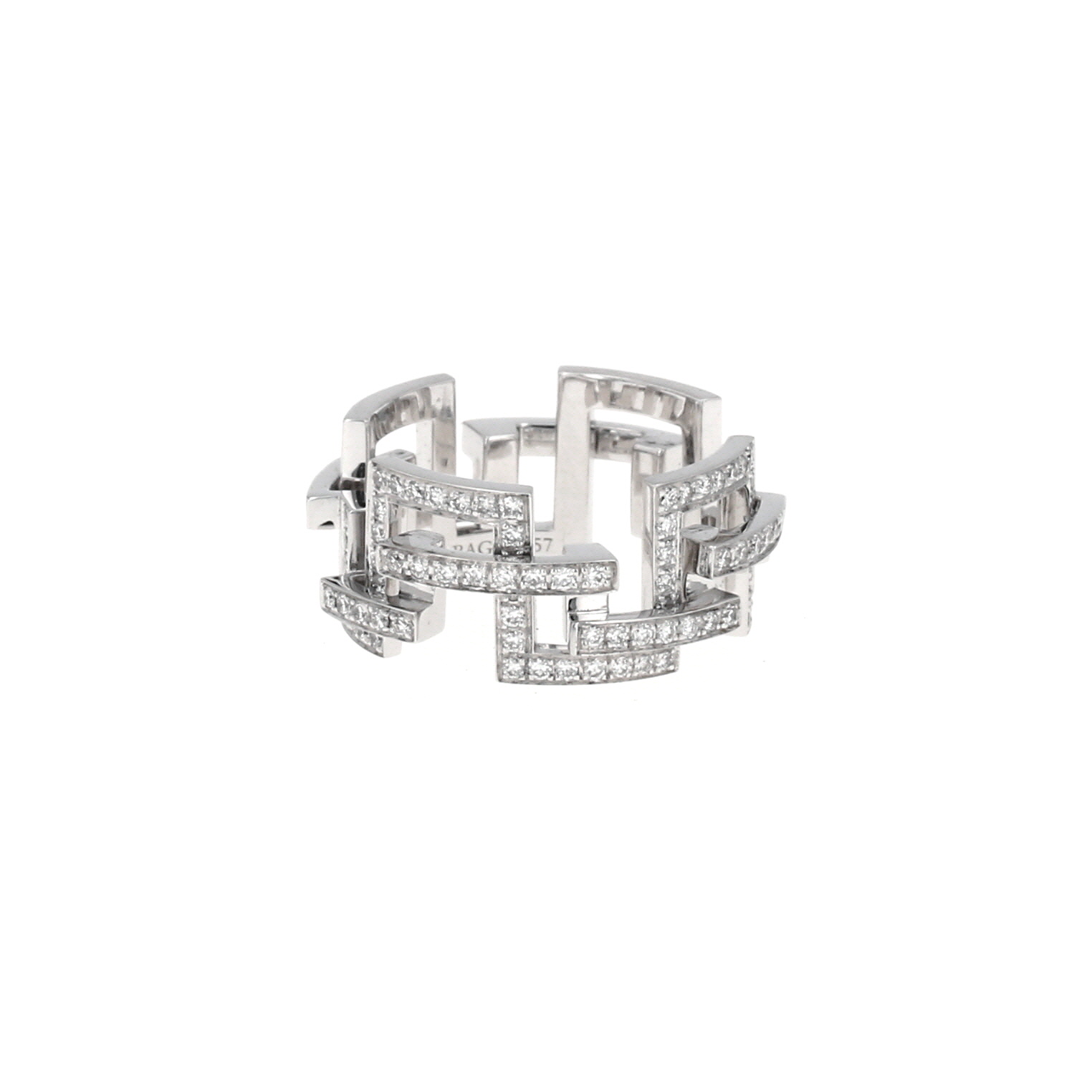 Sortija Mellerio Graphic modelo grande de oro blanco y diamantes