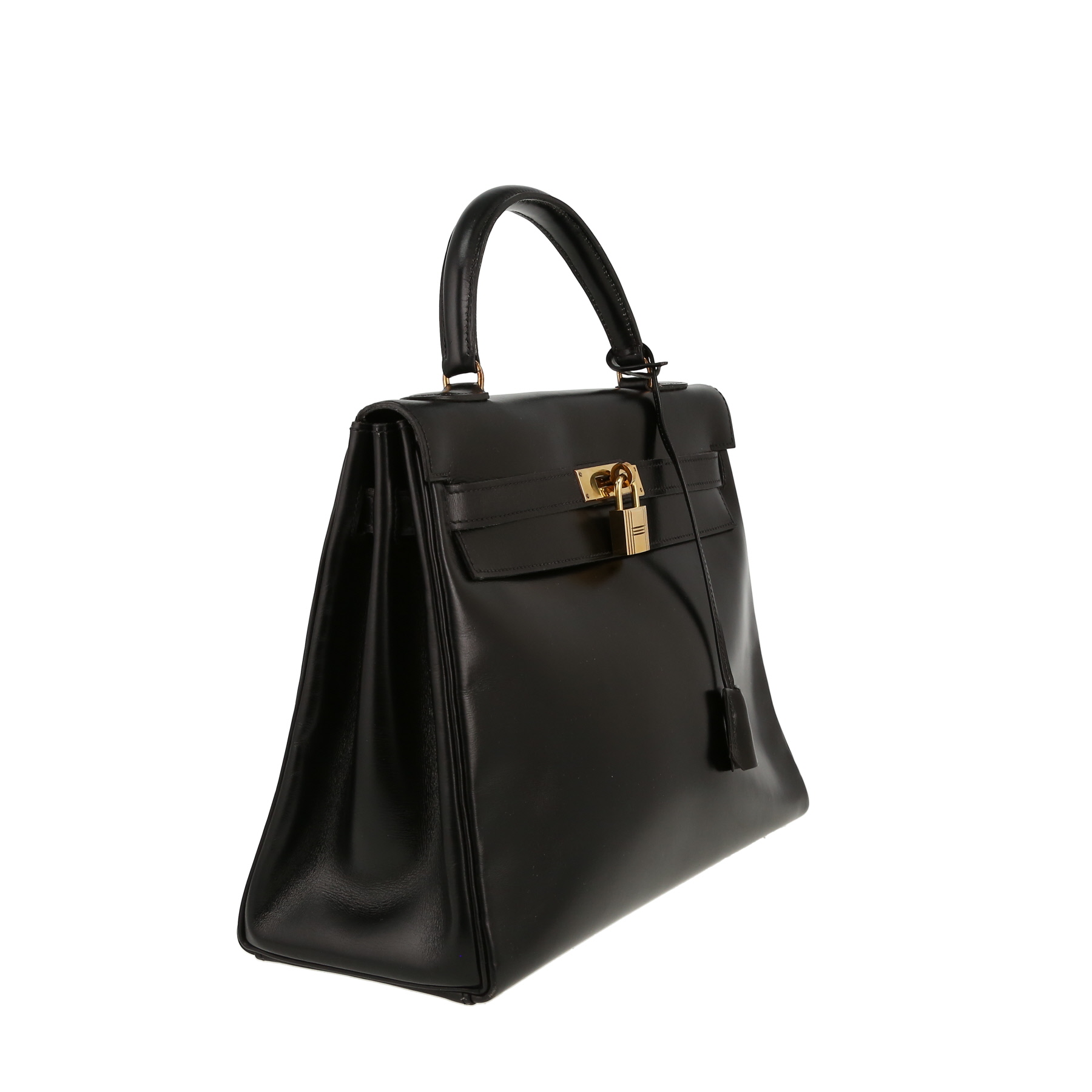 Bolso de mano Hermès  Kelly 32 cm en cuero box negro