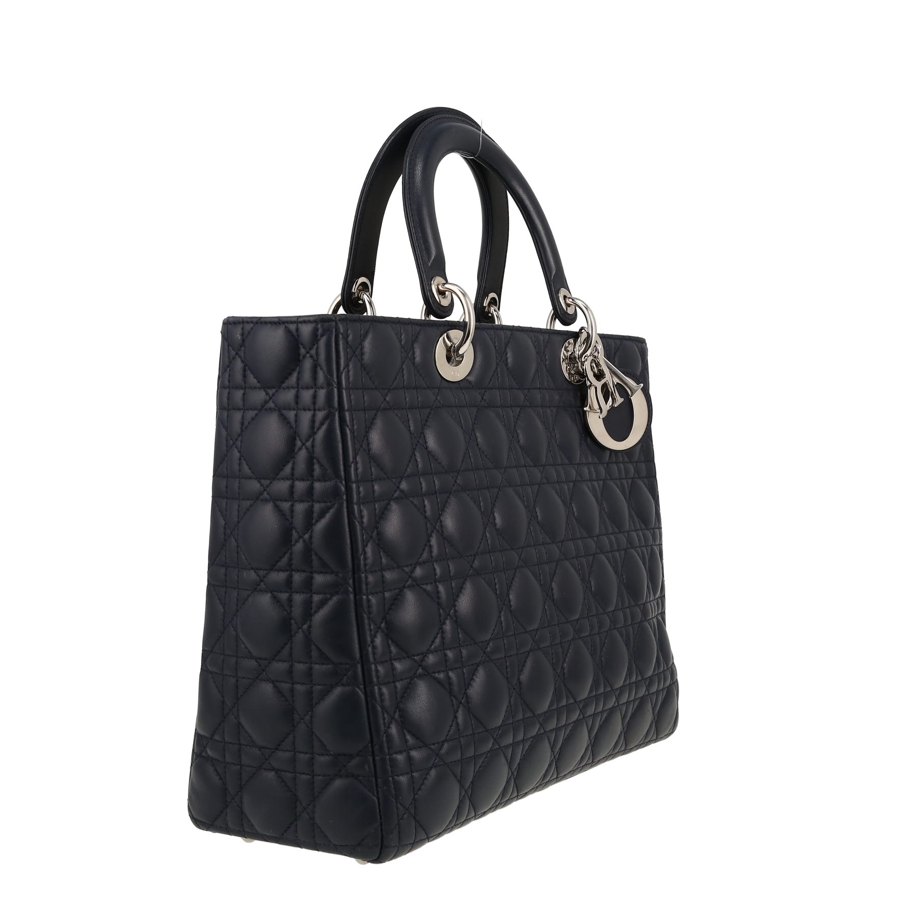 Sac à main Dior  Lady Dior en cuir cannage bleu-marine