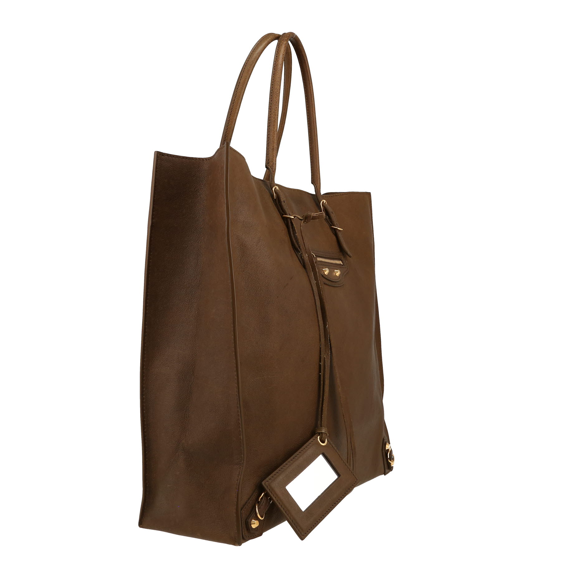 Balenciaga  Papier shopping bag  in khaki leather
