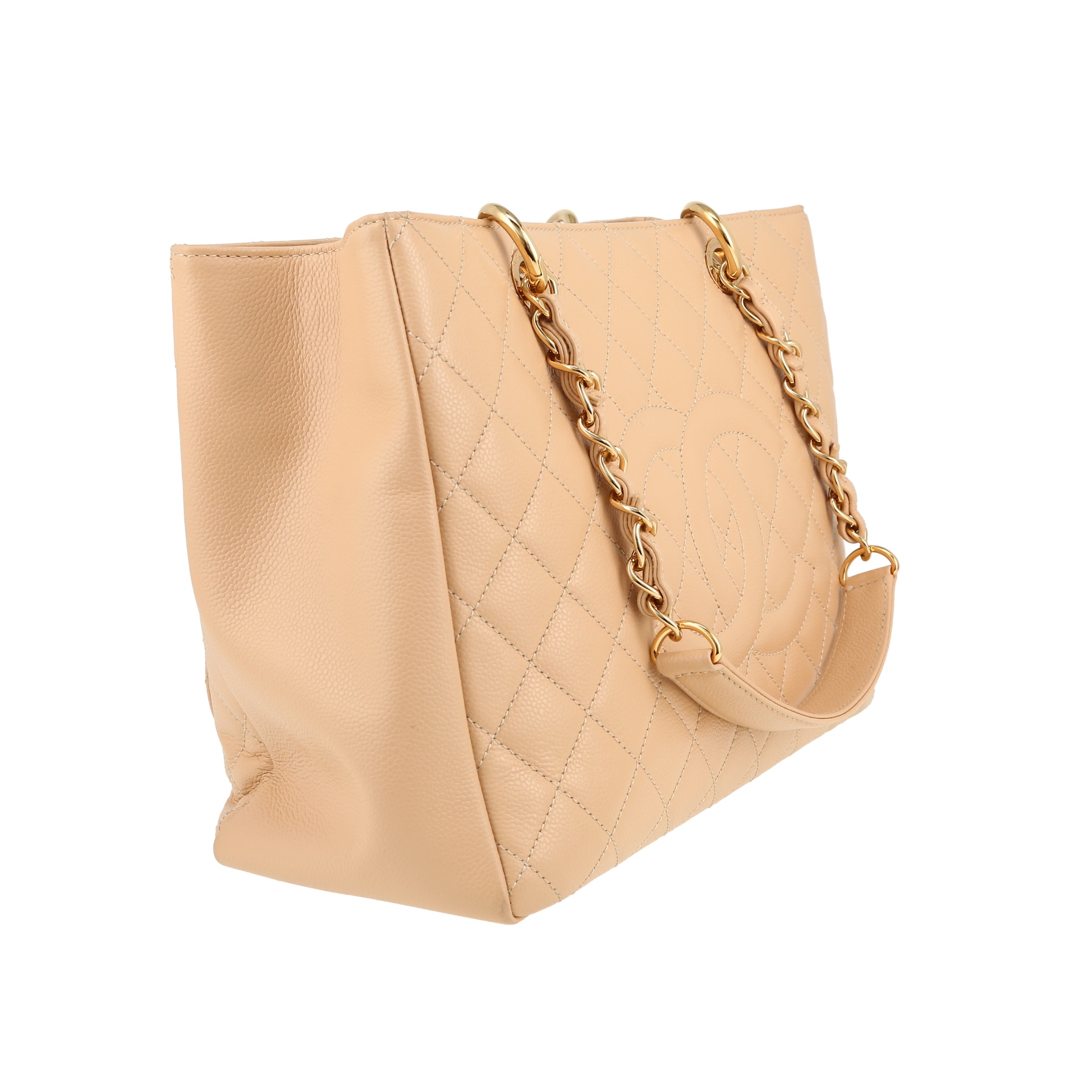 Bolso para llevar al hombro o en la mano Chanel  Shopping GST en cuero granulado acolchado beige