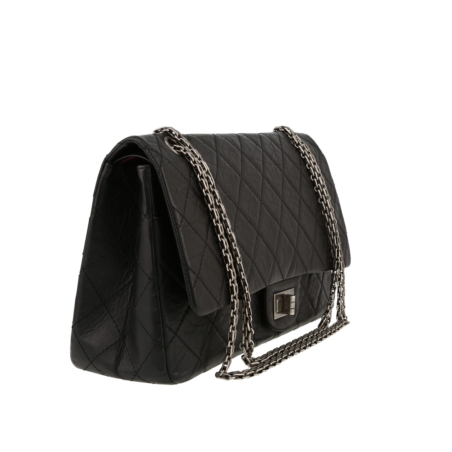 Chanel 2.55 handbag  in black quilted leather