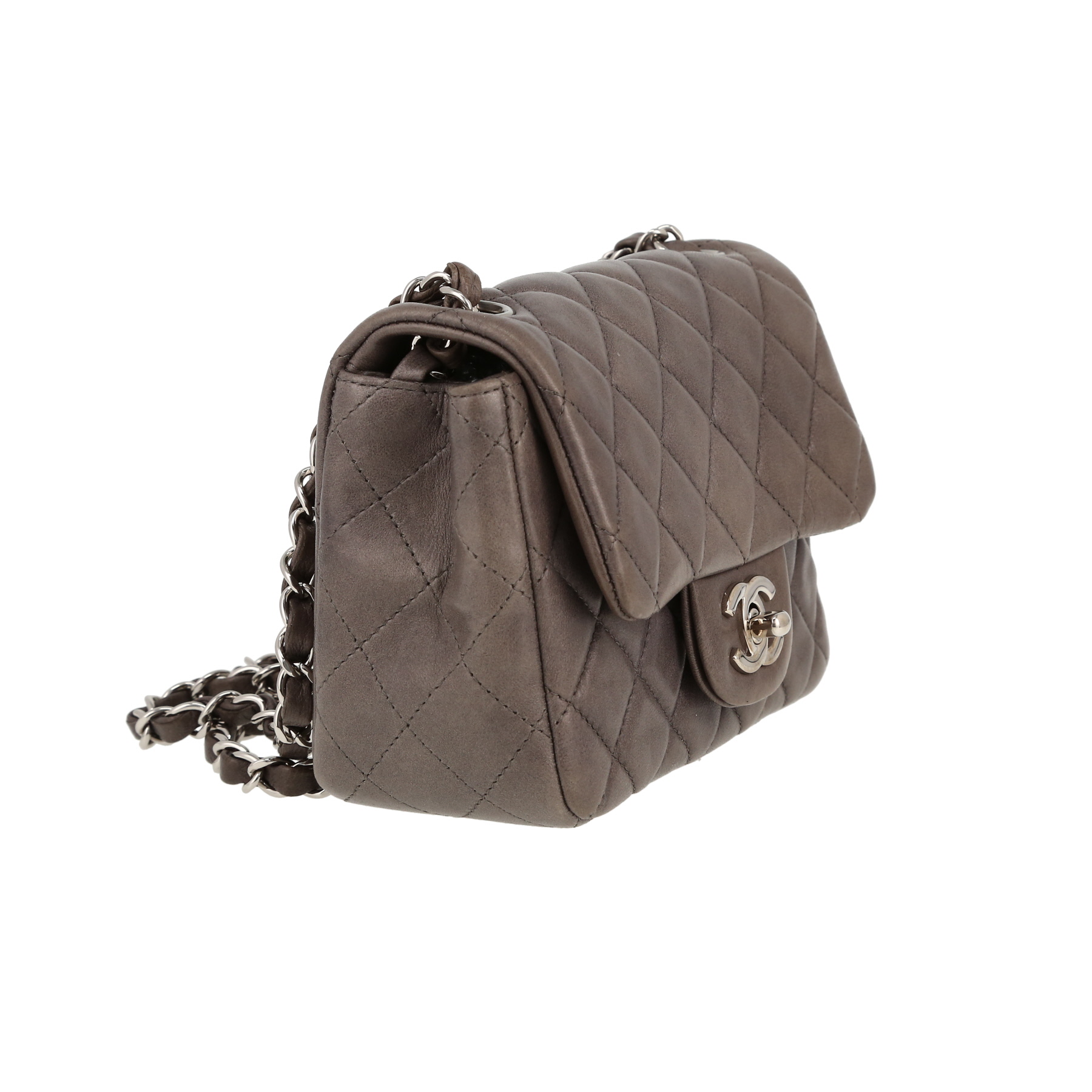 Bolso de mano Chanel  Mini Carré en cuero acolchado gris