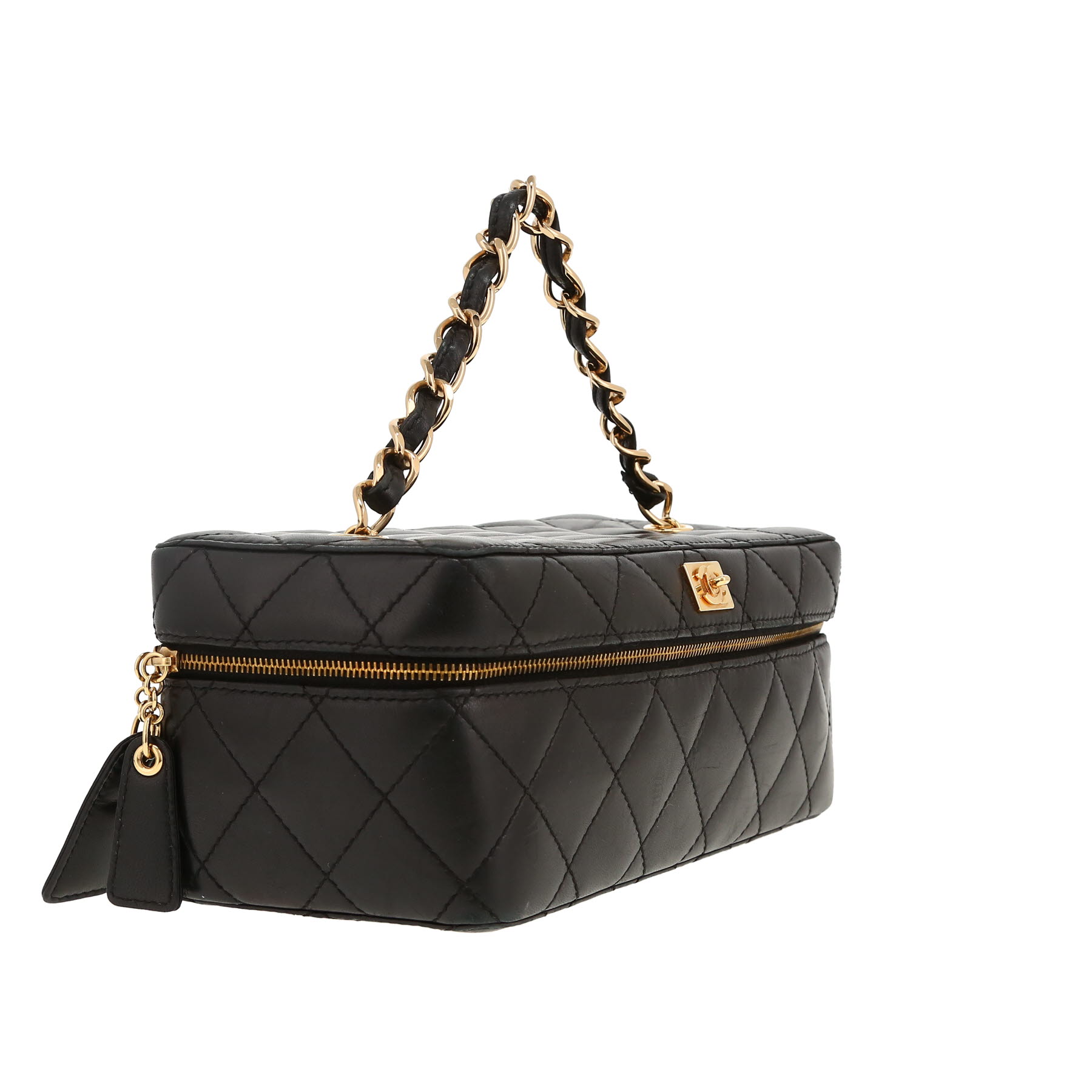 Chanel  Vanity vanity case  in black quilted leather