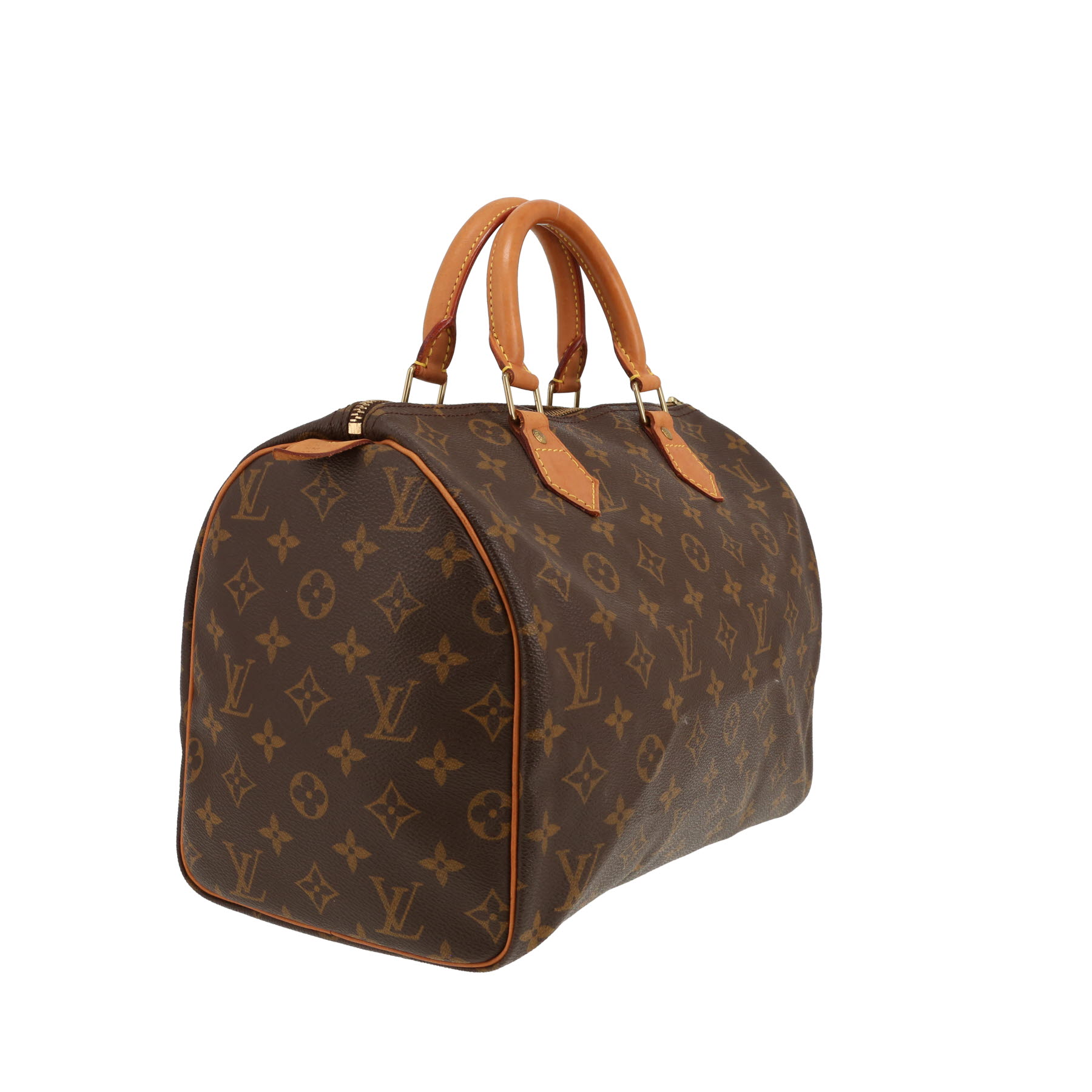 Bolso de mano Louis Vuitton  Speedy 30 en lona Monogram marrón y cuero natural
