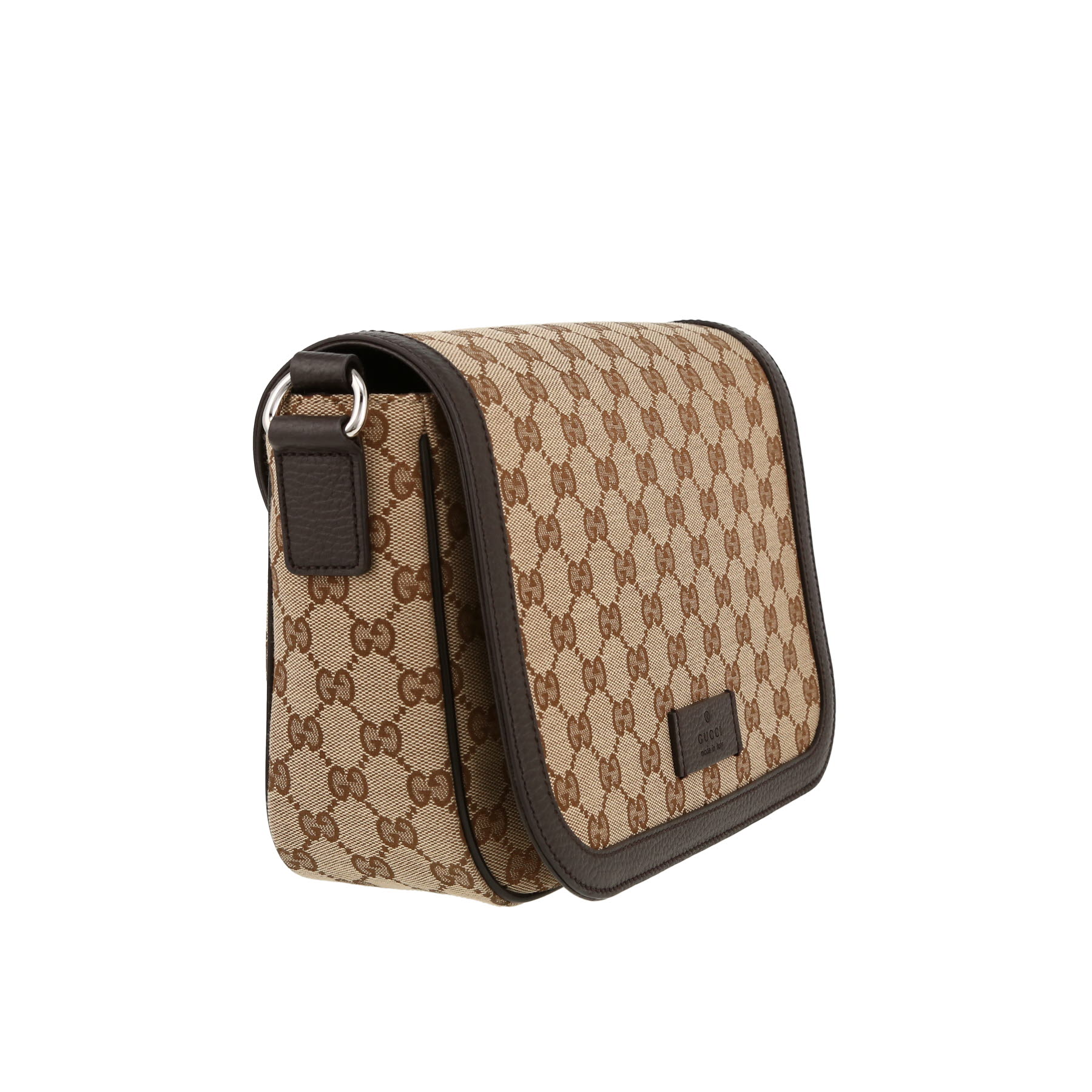 Sac bandoulière Gucci  Messenger en toile siglée beige et cuir marron