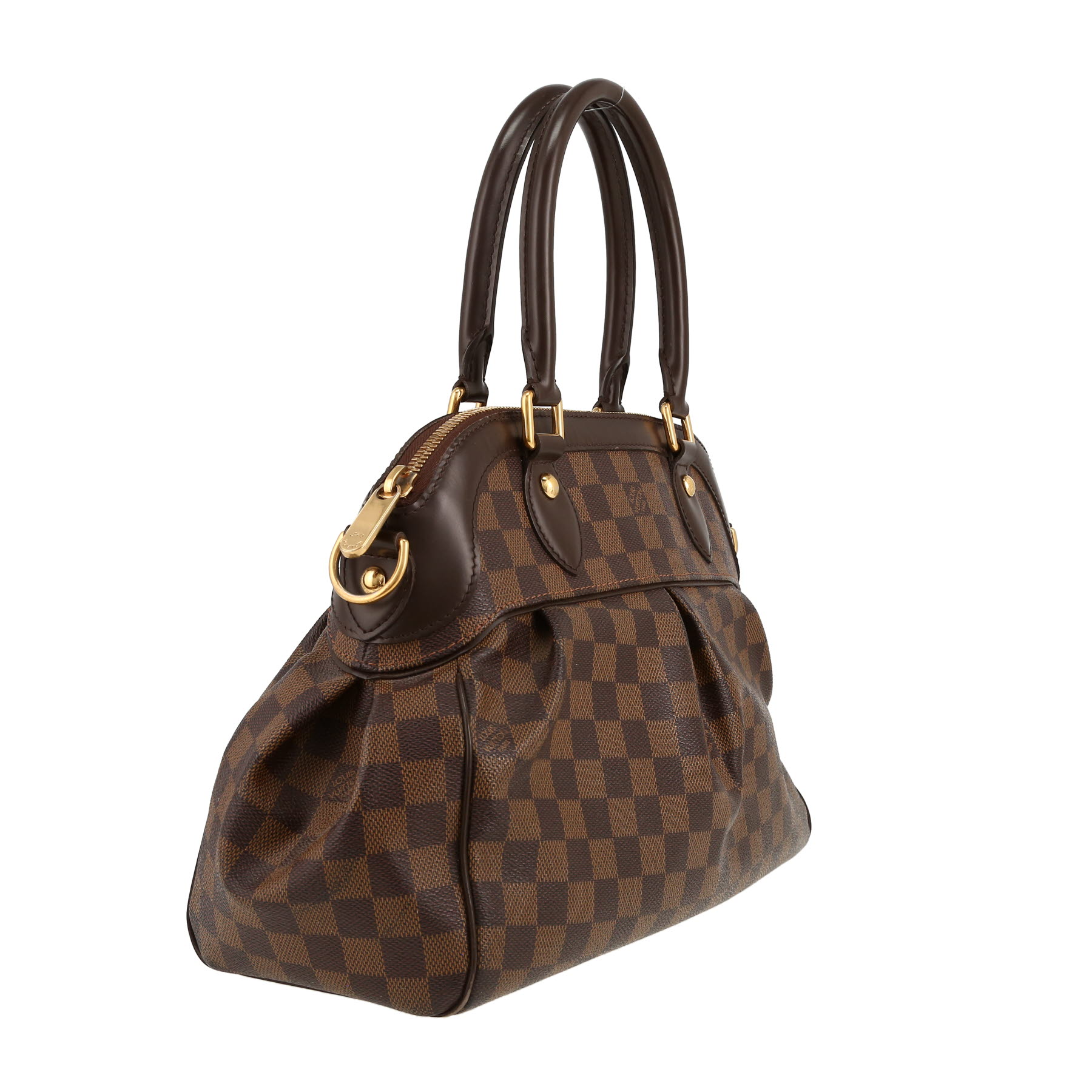 Louis Vuitton  Trevi handbag  in ebene damier canvas  and brown leather