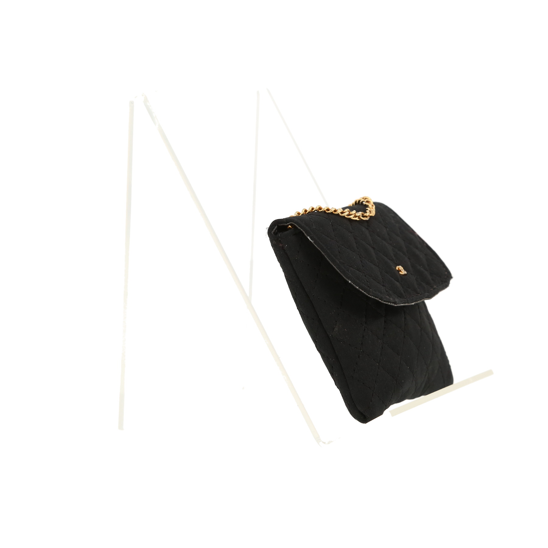 Chanel  Vintage super mini  handbag  in black canvas