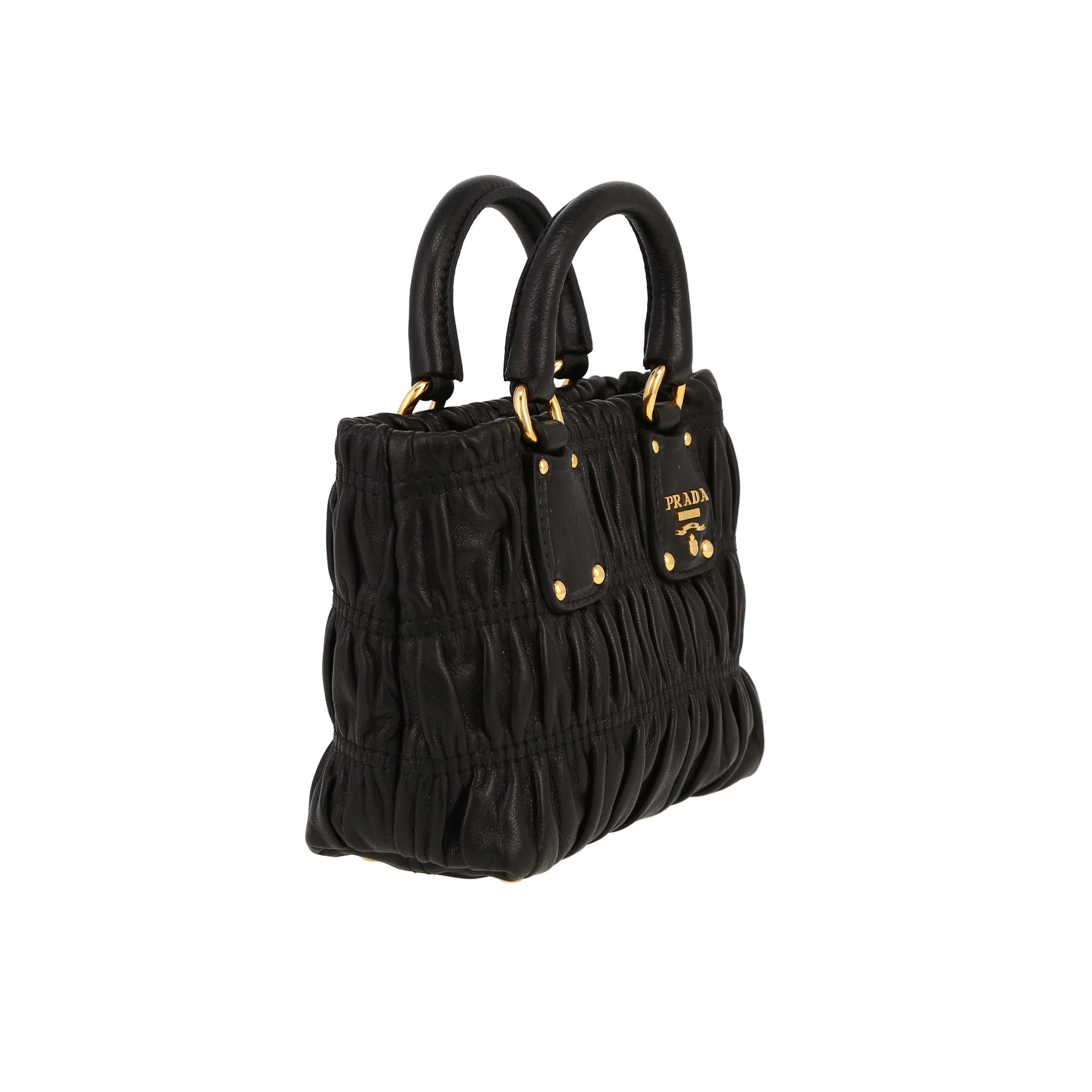 Prada  Plissé shoulder bag  in black quilted leather