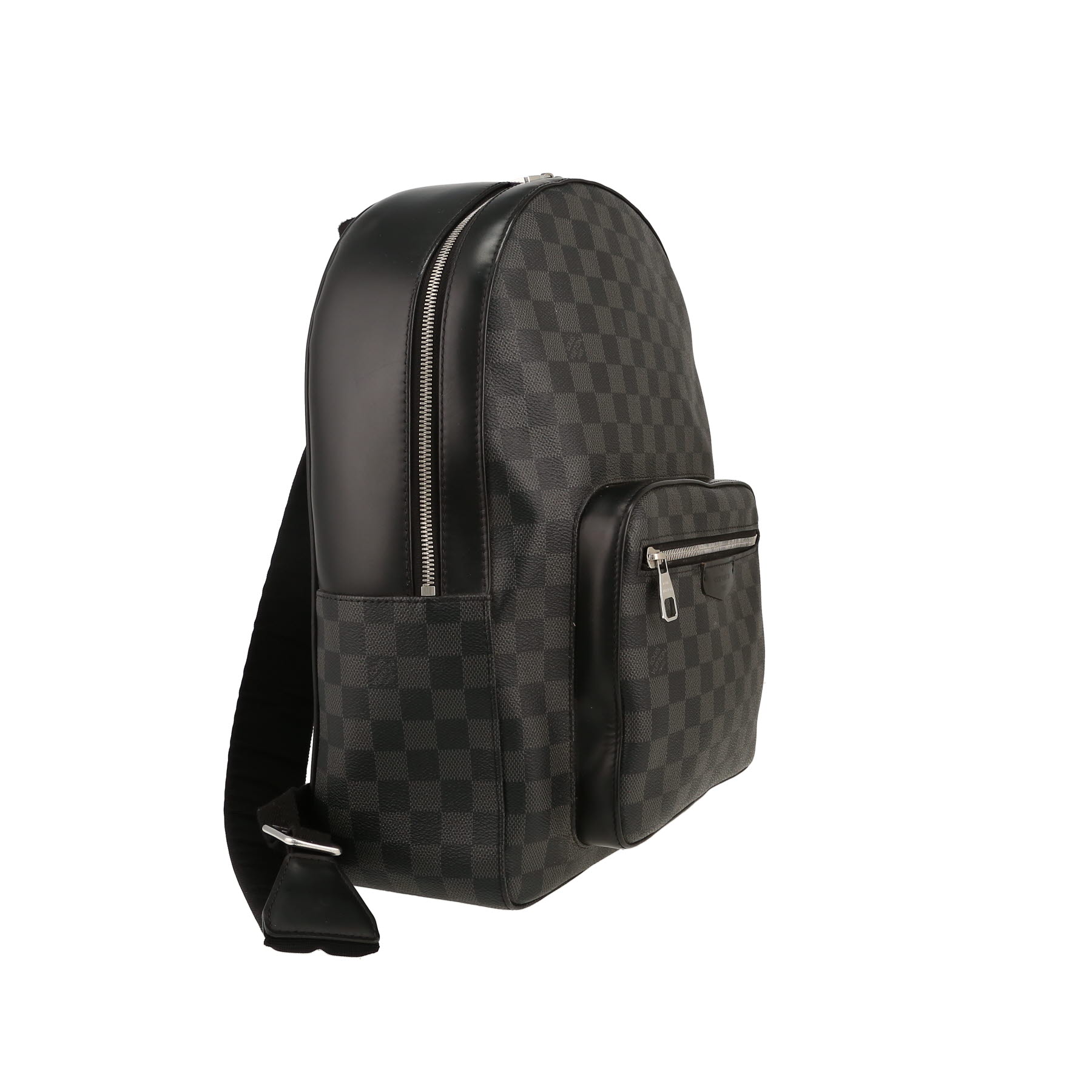 Mochila Louis Vuitton  Josh en lona a cuadros gris Graphite y cuero negro