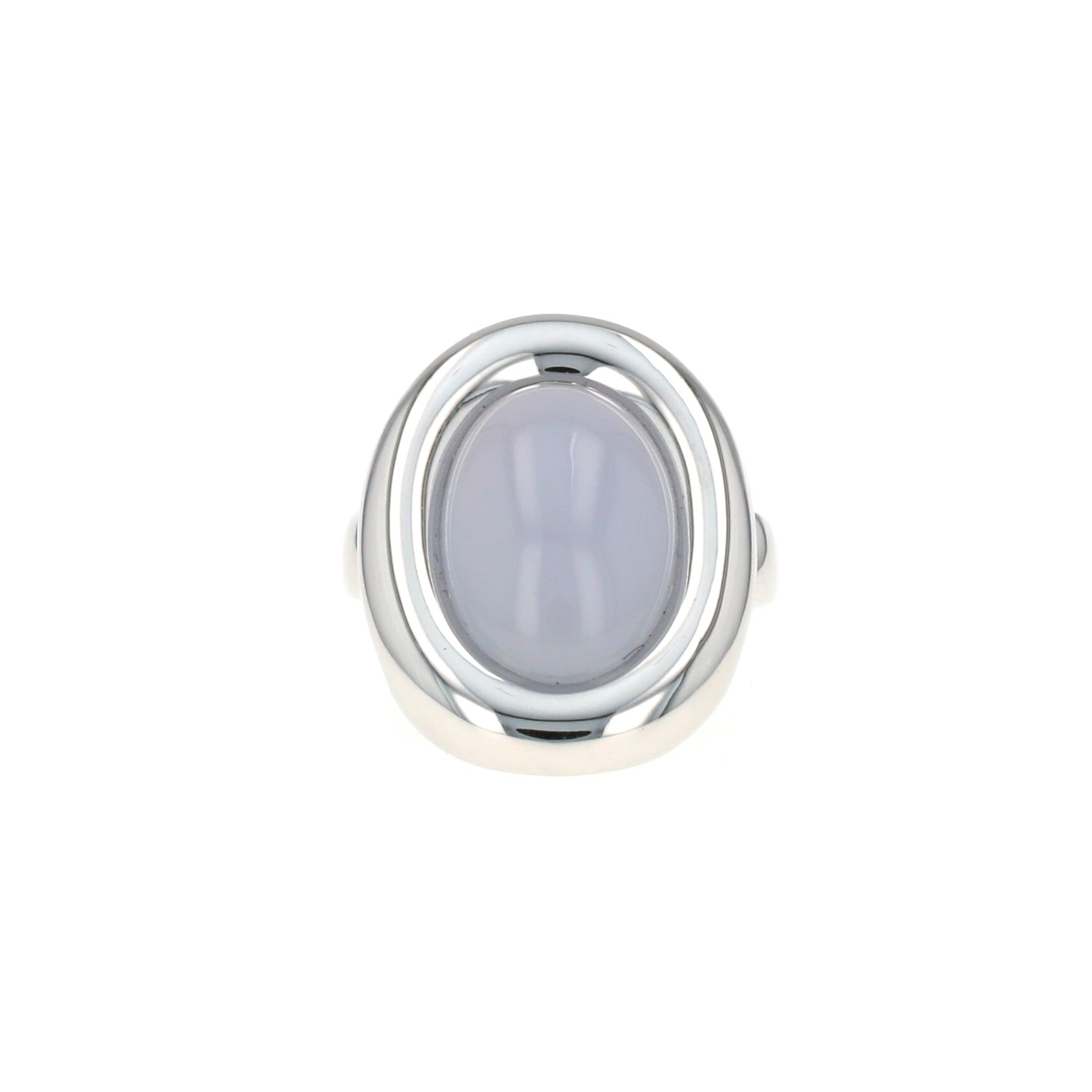 Half-articulated Poiray Indrani large model ring in white gold and chalcedony - 360