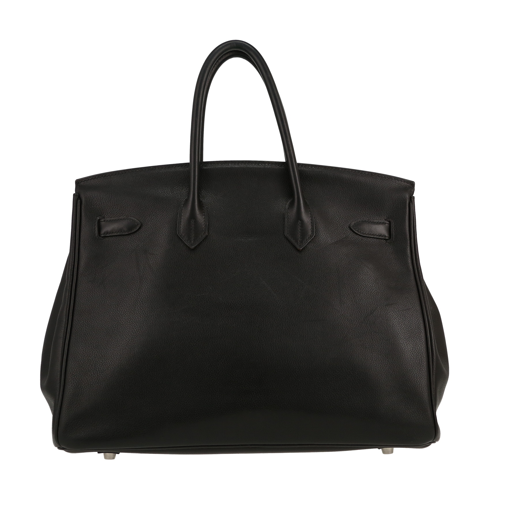 Birkin 35 cm Handbag In Black Evergrain Leather