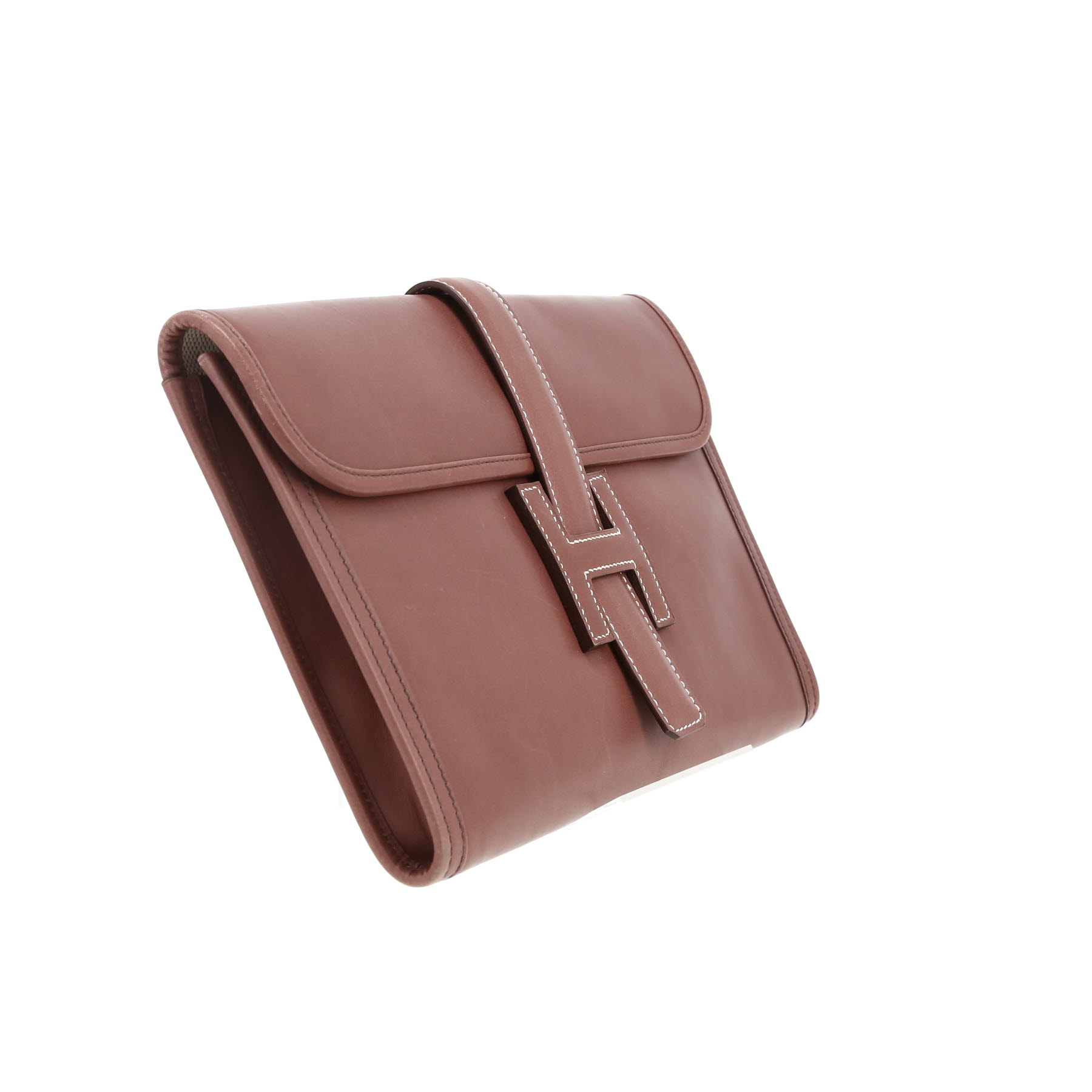 Pochette Hermès  Jige en cuir box marron