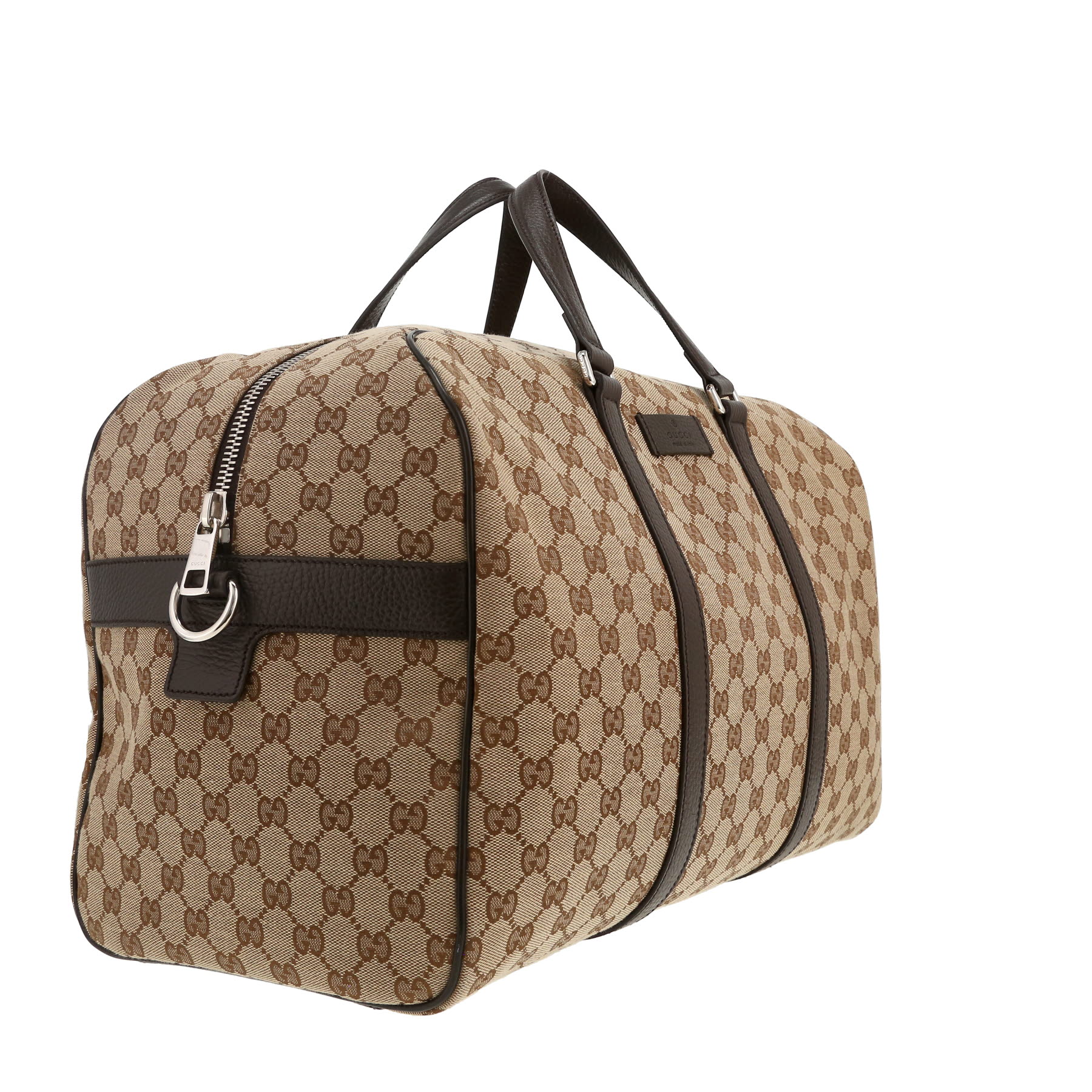 Borsa Gucci  Boston in tela monogram marrone e pelle marrone